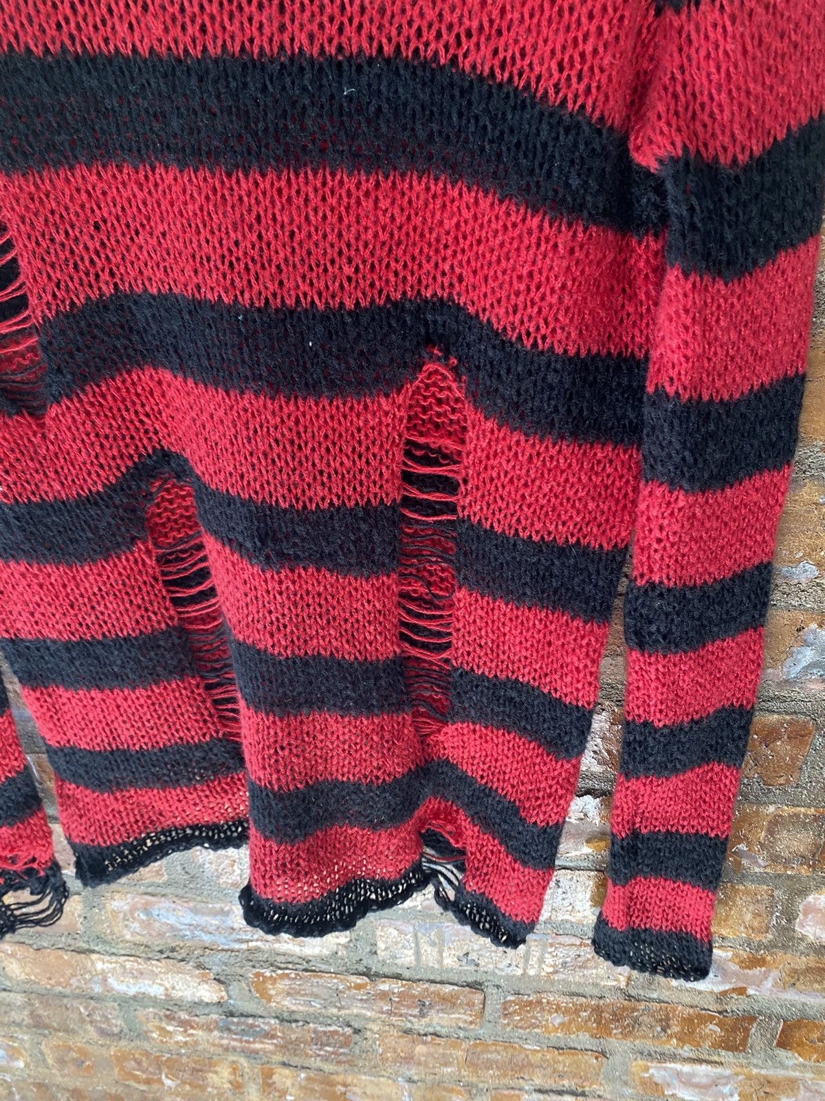 Japanese Brand 2000s Mony Japan Spider Web mesh Distresed stripe grunge Size US L / EU 52-54 / 3 - 6 Thumbnail