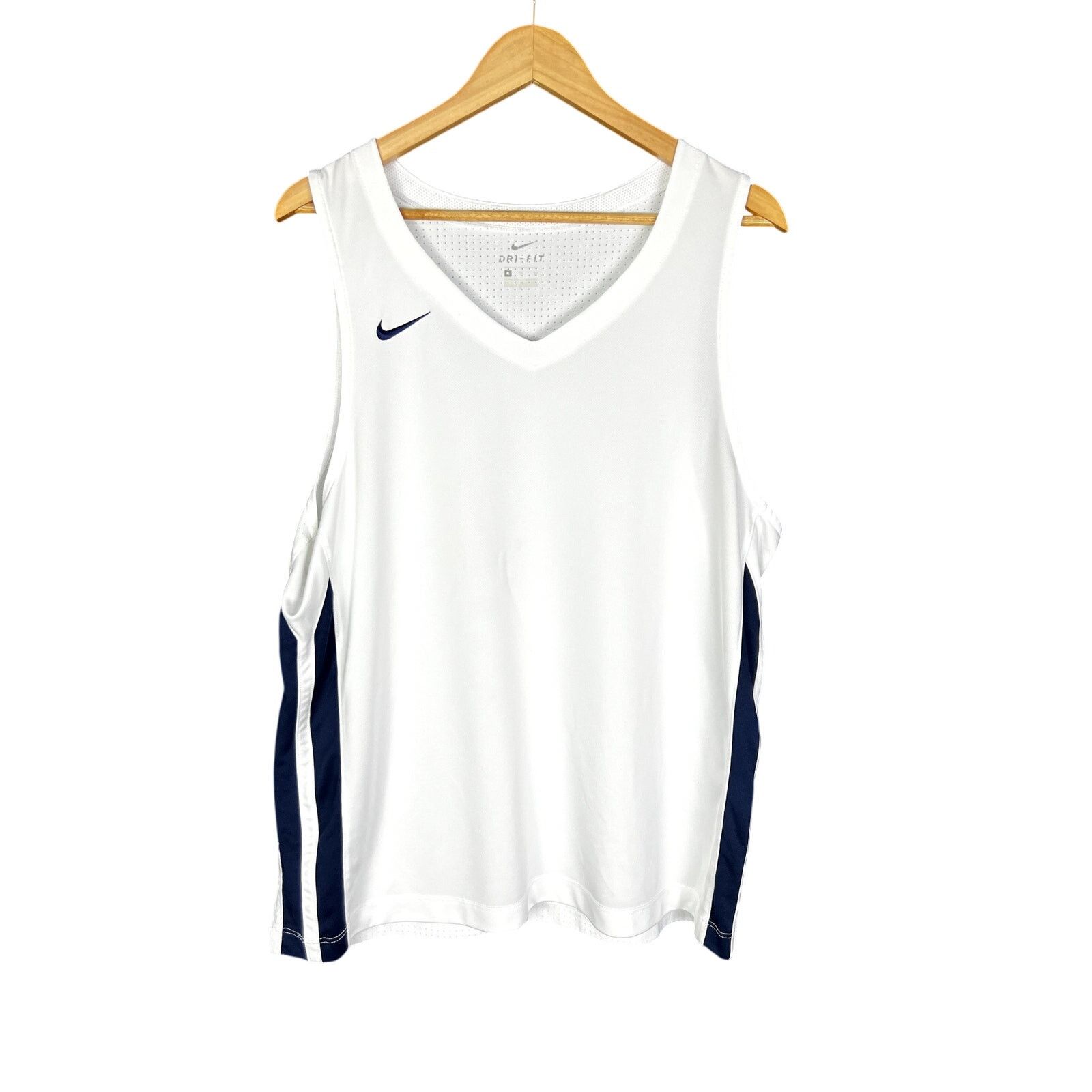 Nike Nike Perforated White Blue Side Stripe Men's XL Jersey Size US XL / EU 56 / 4 - 6 Thumbnail