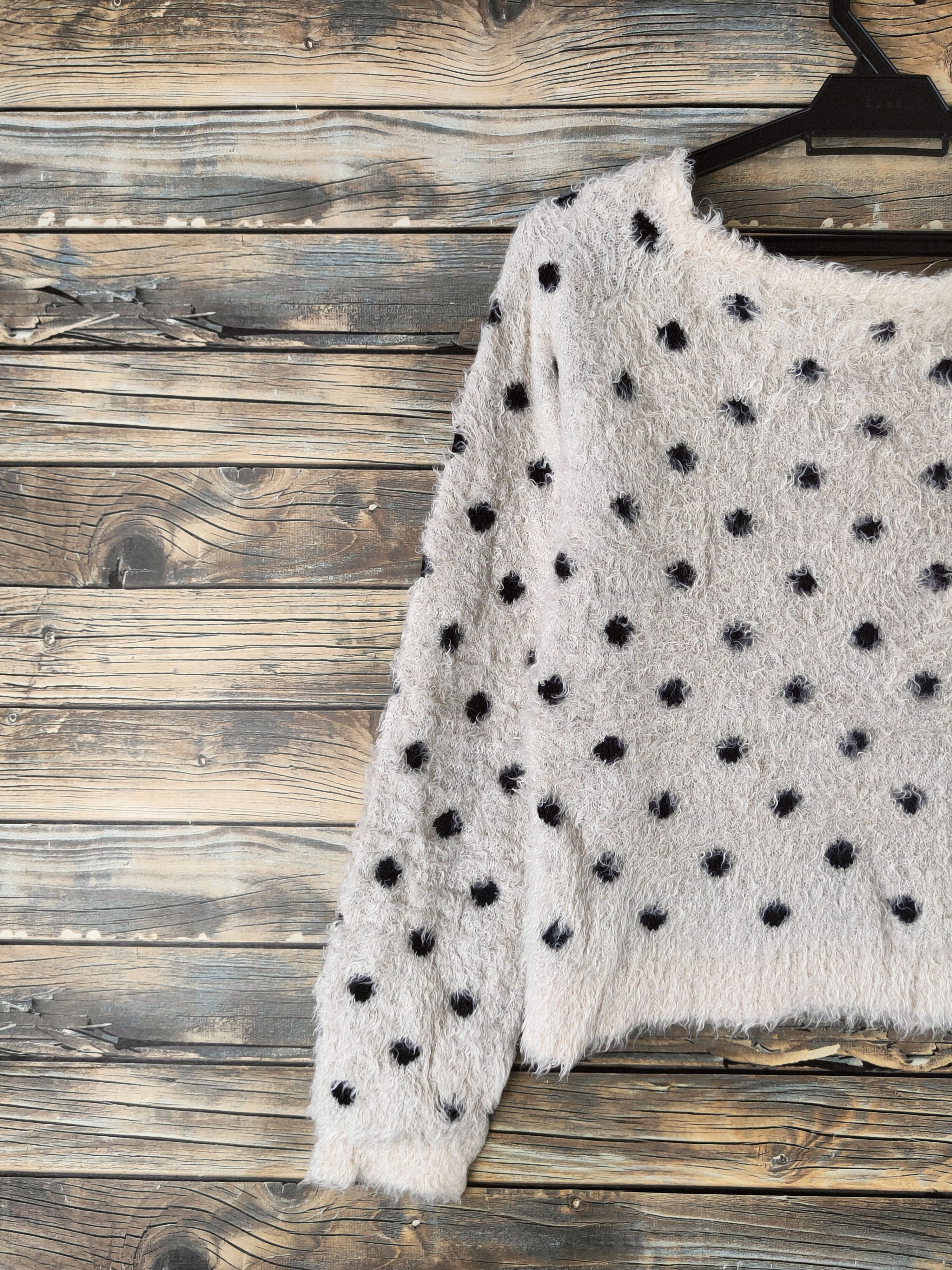 Japanese Brand DL Rose Bud Beige Polkadot Fur Mohair Knitwear #46-1001 Size S / US 4 / IT 40 - 8 Thumbnail