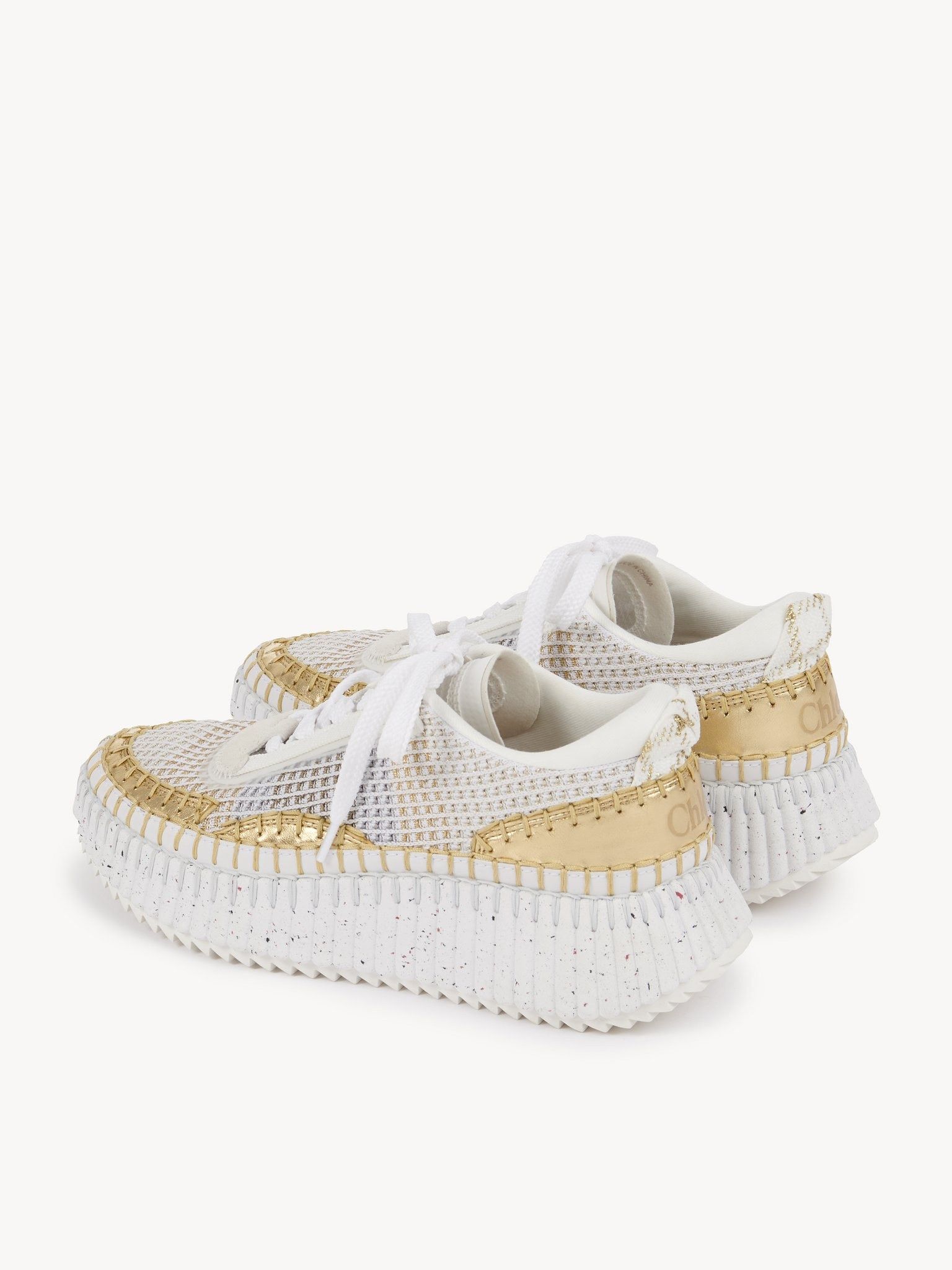 Chloe oc11z0625 Nama Sneakers in White/Gold Size US 7 / IT 37 - 4 Thumbnail