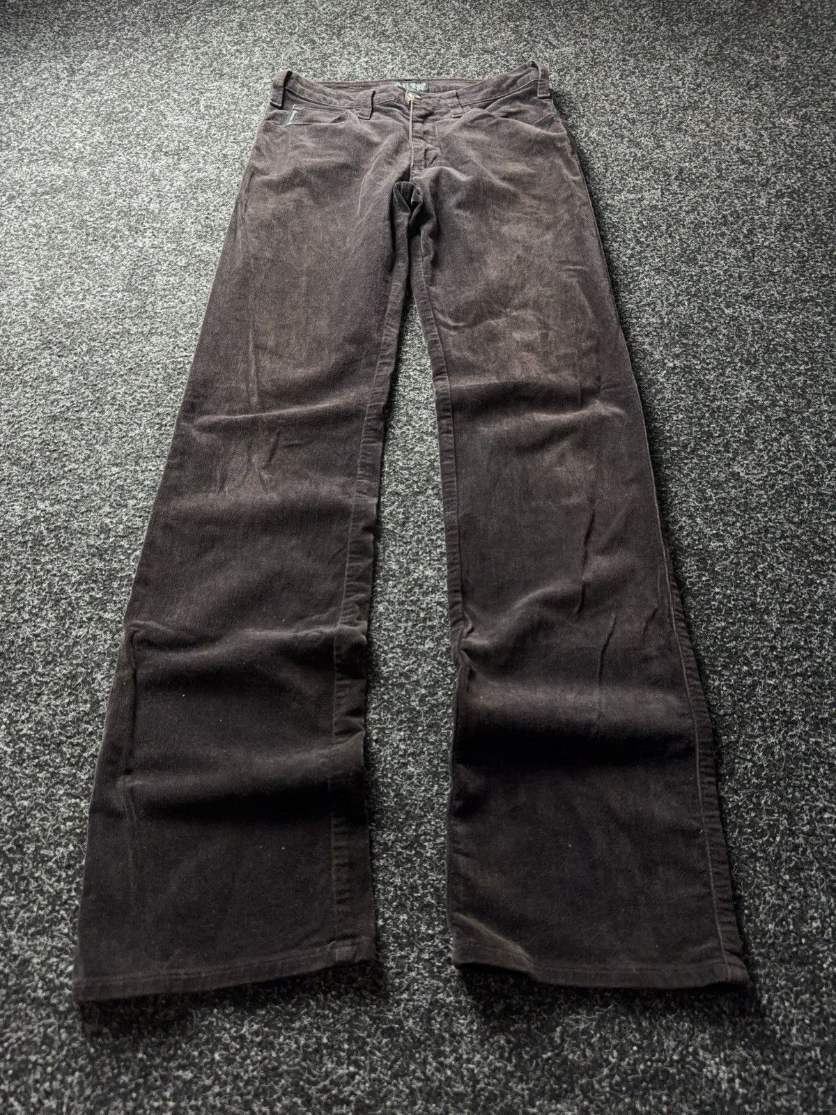 Armani Luxury 00s Armani Jeans AJ Velour Pants Brown Straight Y2K Size 28" / US 6 / IT 42 - 2 Thumbnail