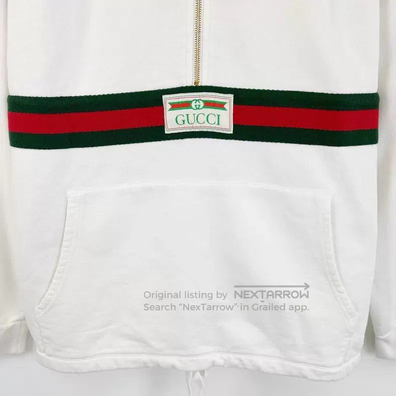 Gucci Gucci White classic webbing semi-zipper label hooded jacke Size US XS / EU 42 / 0 - 6 Thumbnail