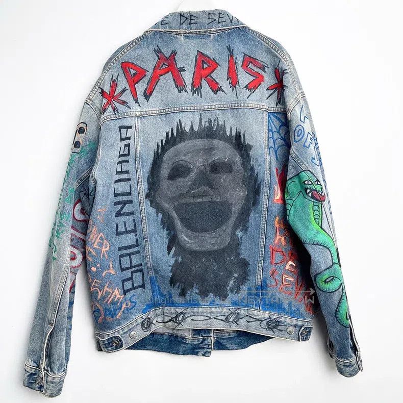 Balenciaga Balenciaga Plaid Graffiti Casual Denim Jacket Loose Fit De Size XXS / US 00 / IT 34 - 2 Thumbnail