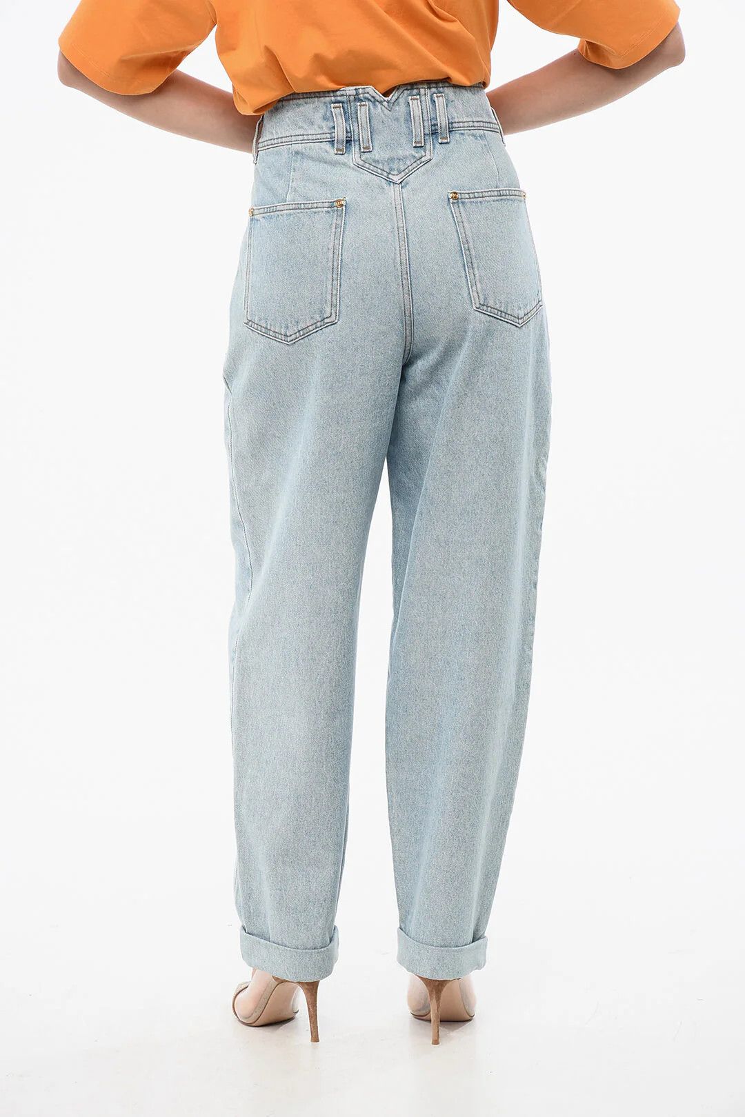 Balmain og1mm0326 Stretch-Cotton Jeans in Light Blue Size 42" / US 20 - 4 Thumbnail