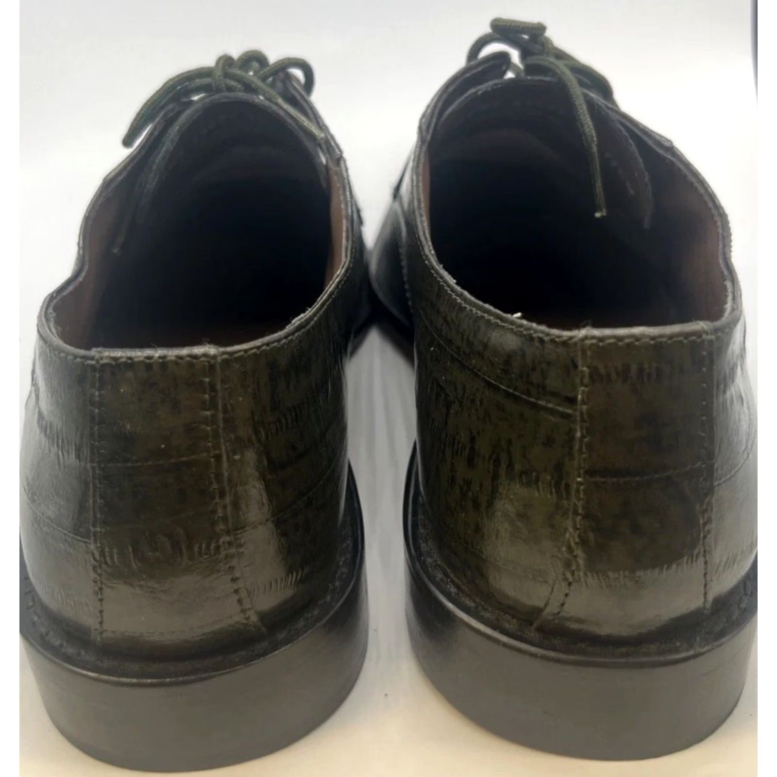 Stacy Adams Stacy Adams Dress Shoes Oxford Cap Toe Lace Up Men 11.5 Olive Green Textured Leather Square Toe Size ONE SIZE - 6 Thumbnail