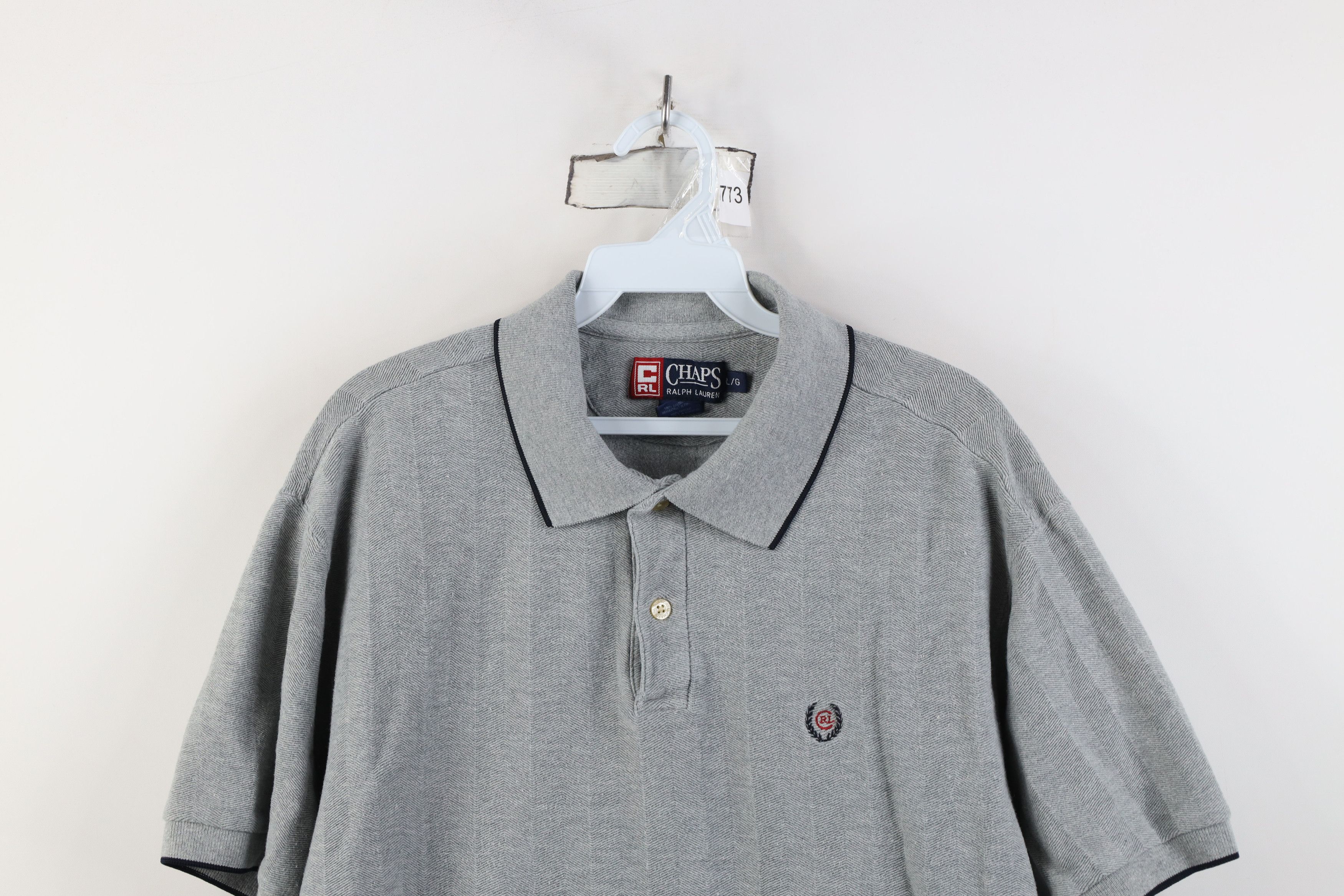 Ralph Lauren Vintage 90s Chaps Ralph Lauren Crest Knit Golf Polo Gray Size US L / EU 52-54 / 3 - 2 Thumbnail