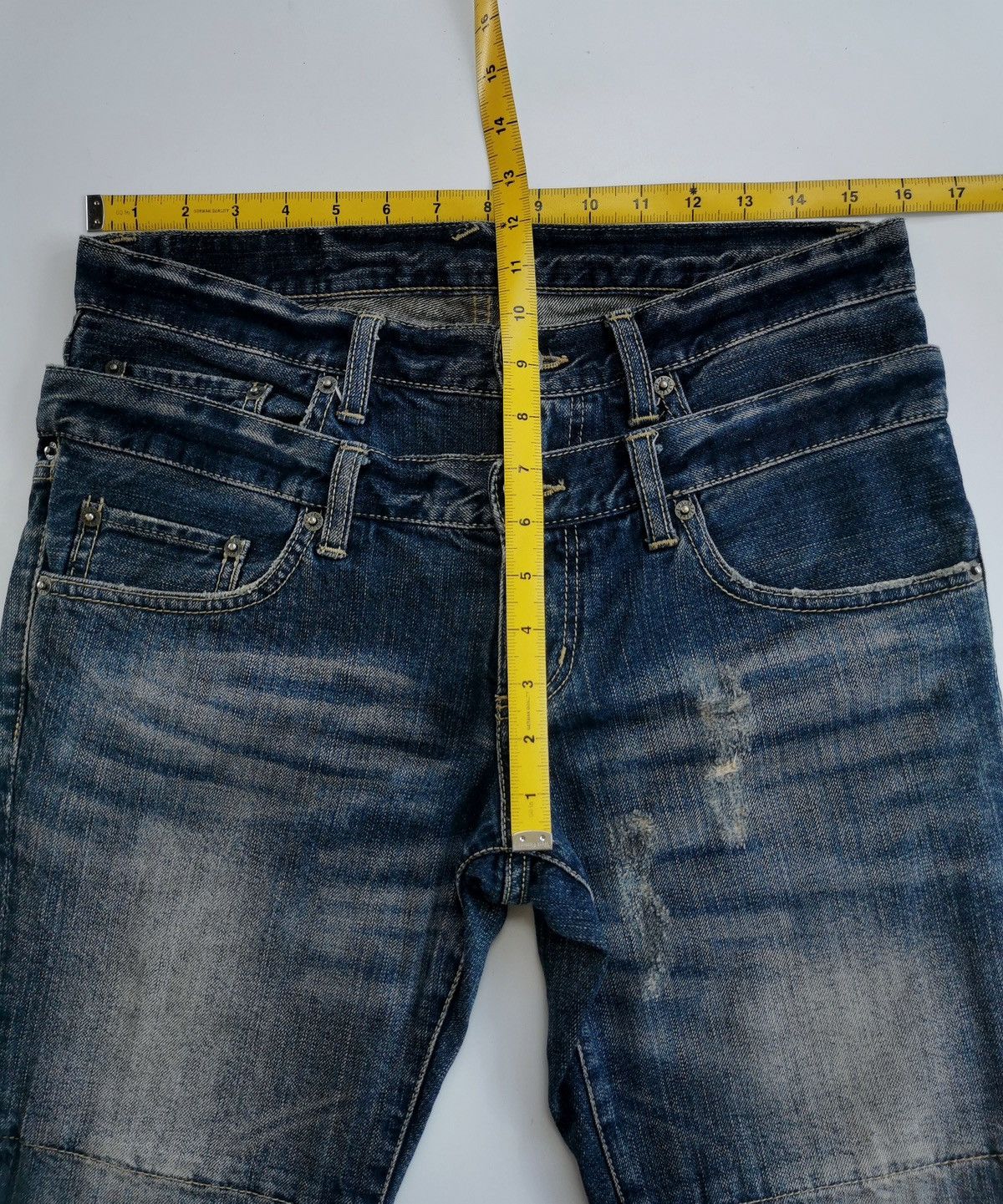 PPFM × The Smiths PPFM Double Waist Patchwork Distressed Denim Jeans Size US 32 / EU 48 - 15 Thumbnail