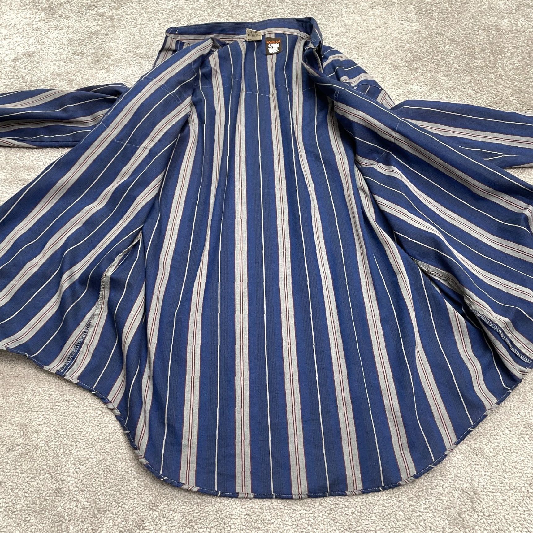 Vintage Karman Vintage Western Pearl Snap Button Down Shirt Mens XL Blue Gray Striped Size US XL / EU 56 / 4 - 3 Thumbnail