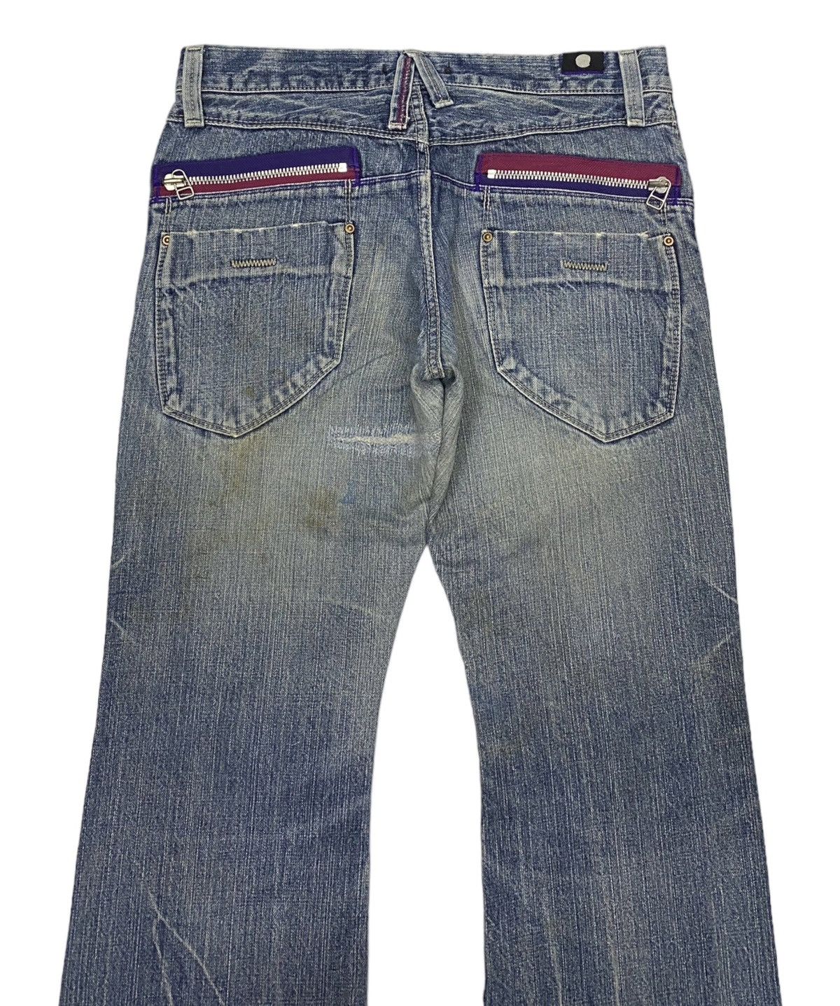 If Six Was Nine × Japanese Brand × Le Grande Bleu (L.G.B.) FLARE JEANS BLUE WAY MADE IN NIPPON DISTRESSED FLARE DENIM Size US 33 - 6 Thumbnail