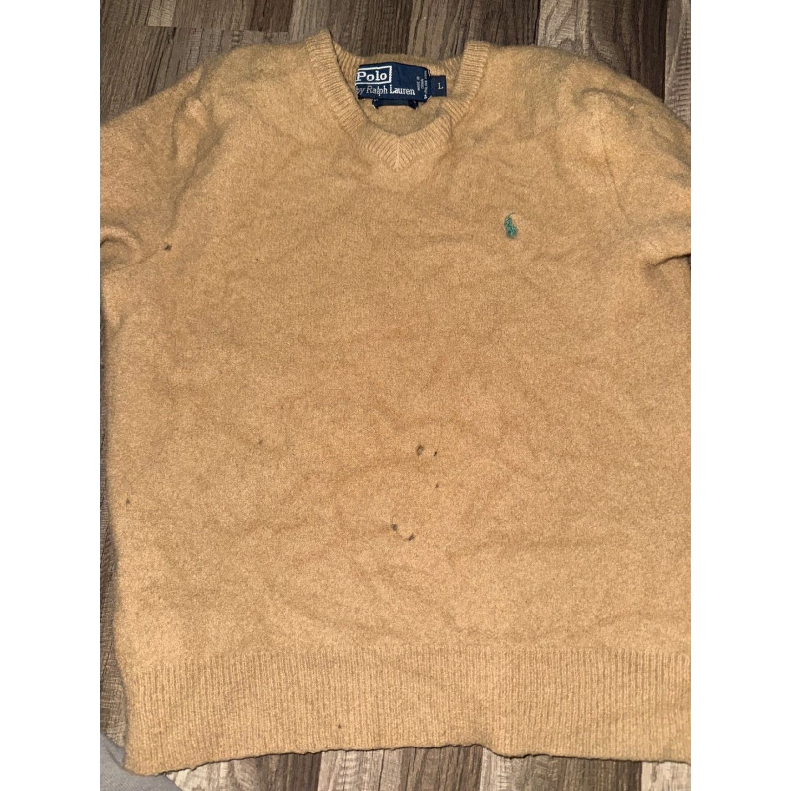 Ralph Lauren Polo Ralph Lauren V-Neck Knitted Jumper Tan Size L 16x19 Pullover Men Sweater Brown N/A Size US L / EU 52-54 / 3 - 2 Thumbnail
