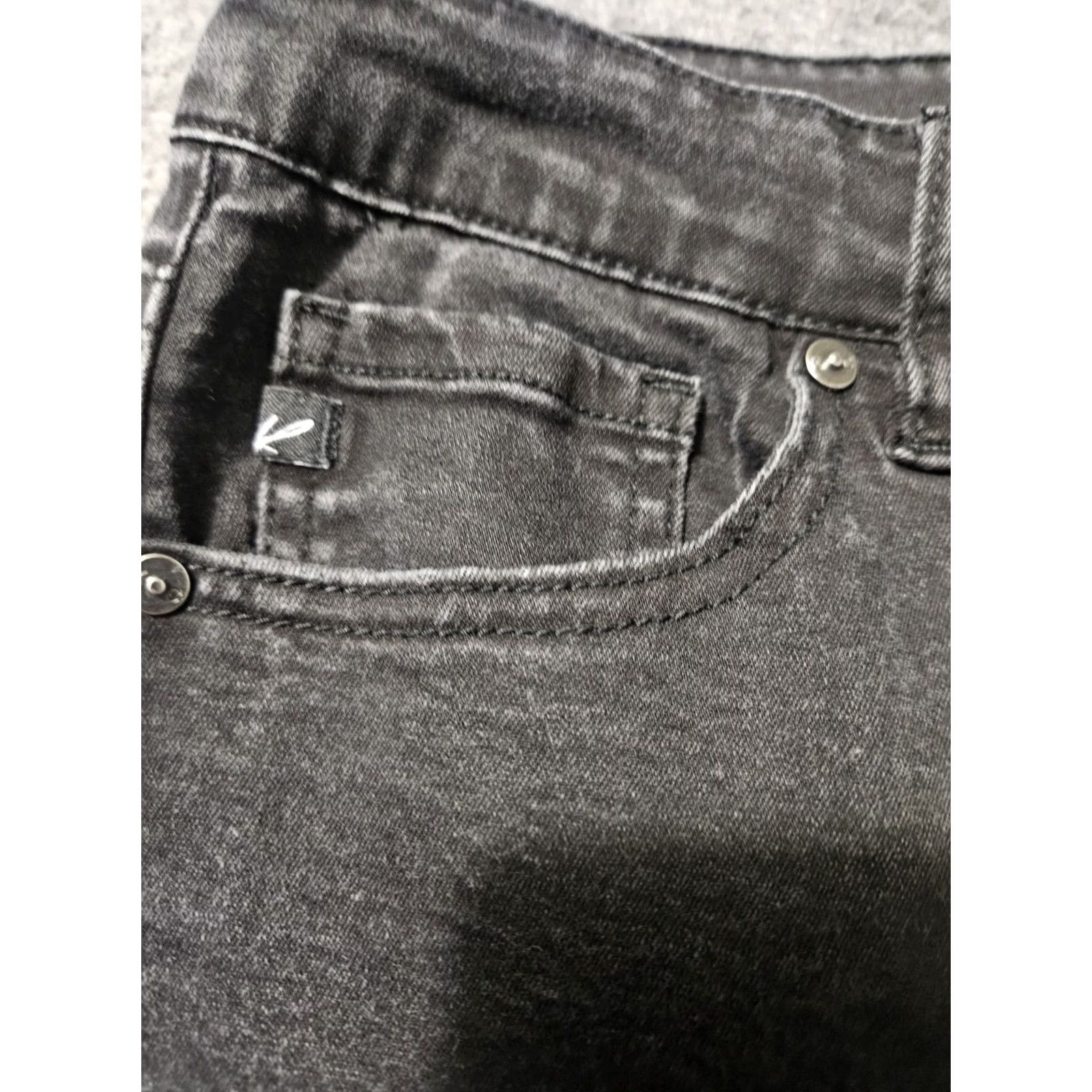 Vintage Kancan Skinny Crop Jeans Women's 13/30 Black Mid Rise Stretch Frayed Hem Preppy City Denim Jeans Womens Size 34" / US 12 / IT 48 - 7 Thumbnail