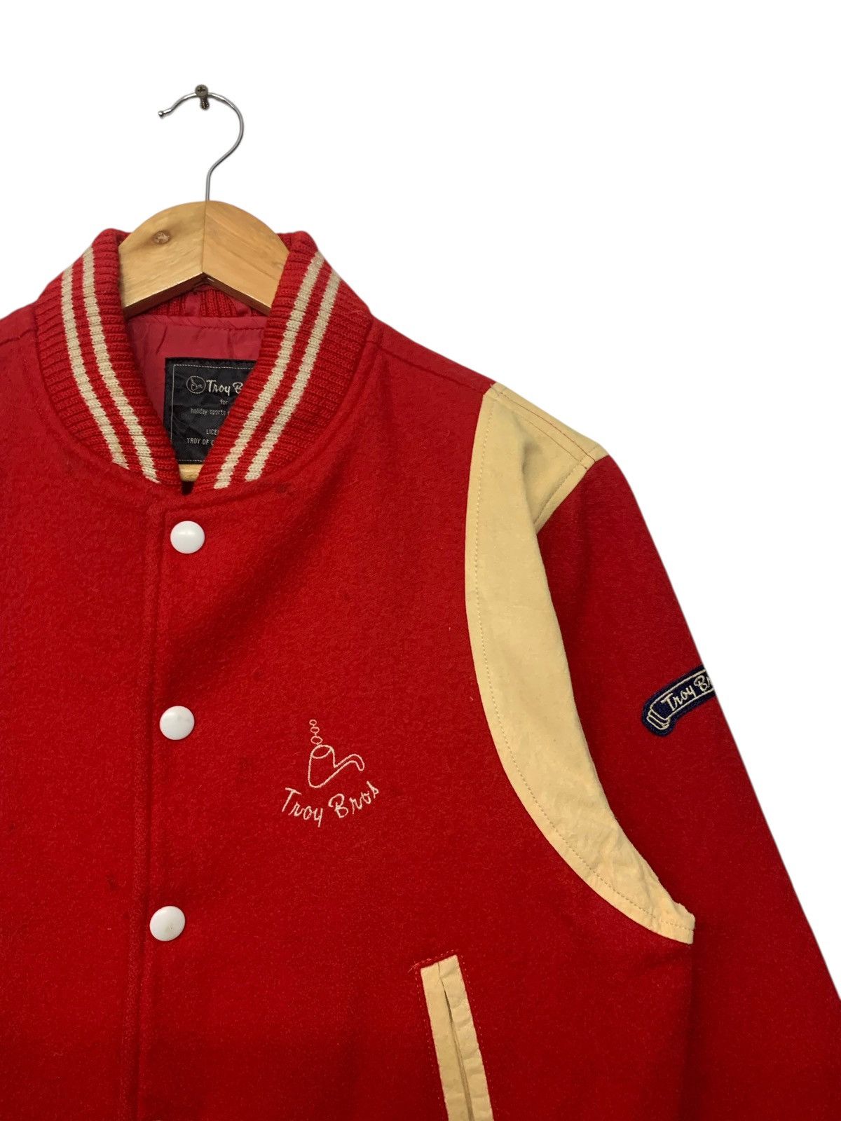 Vintage Vintage 90's Troy Bros Small Logo Button Ups Varsity Jacket Size US S / EU 44-46 / 1 - 5 Thumbnail