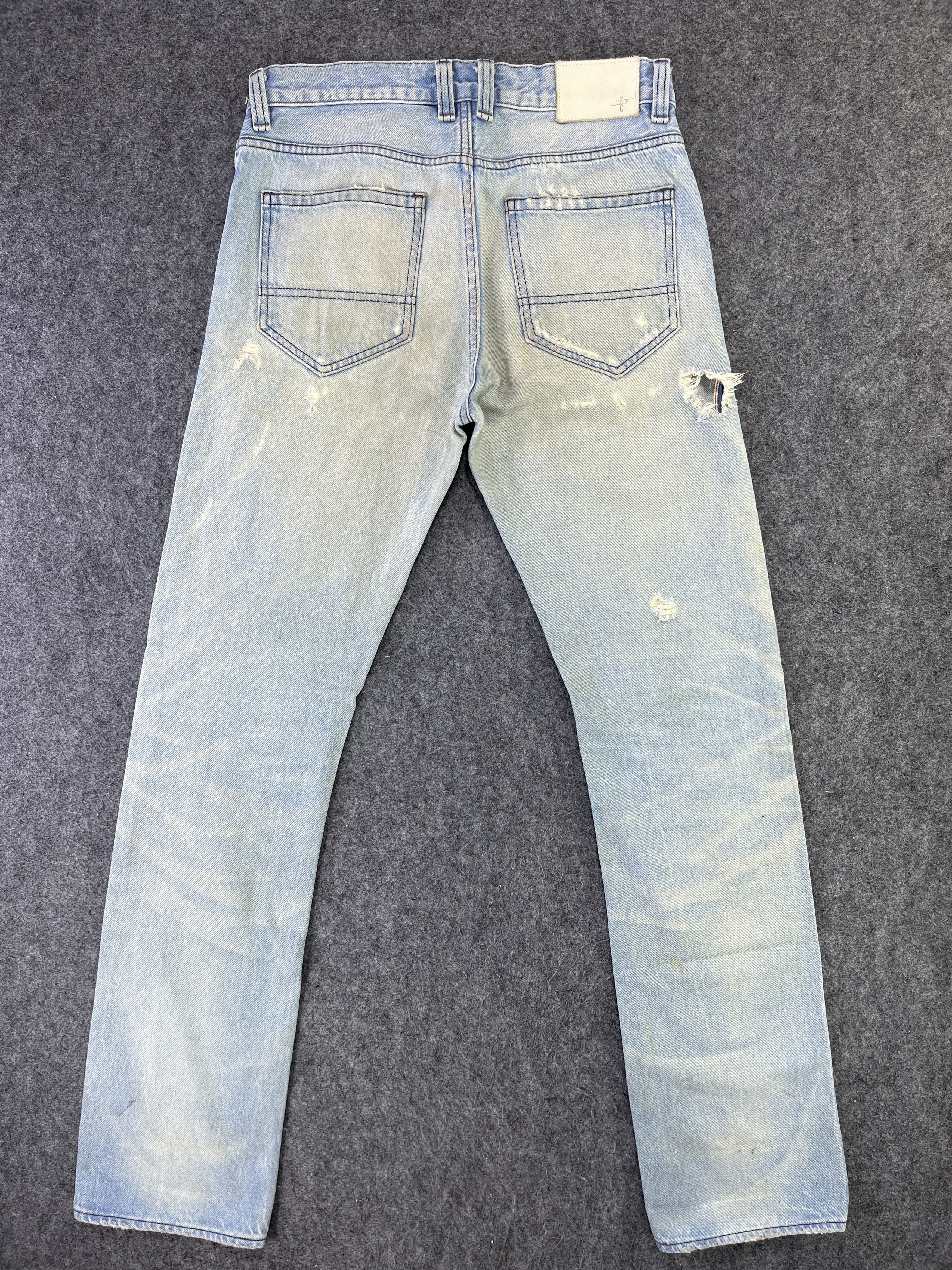 Japanese Brand NO ID Distressed Jeans Red Line Denim - J835 Size 32" / US 10 / IT 46 - 3 Thumbnail