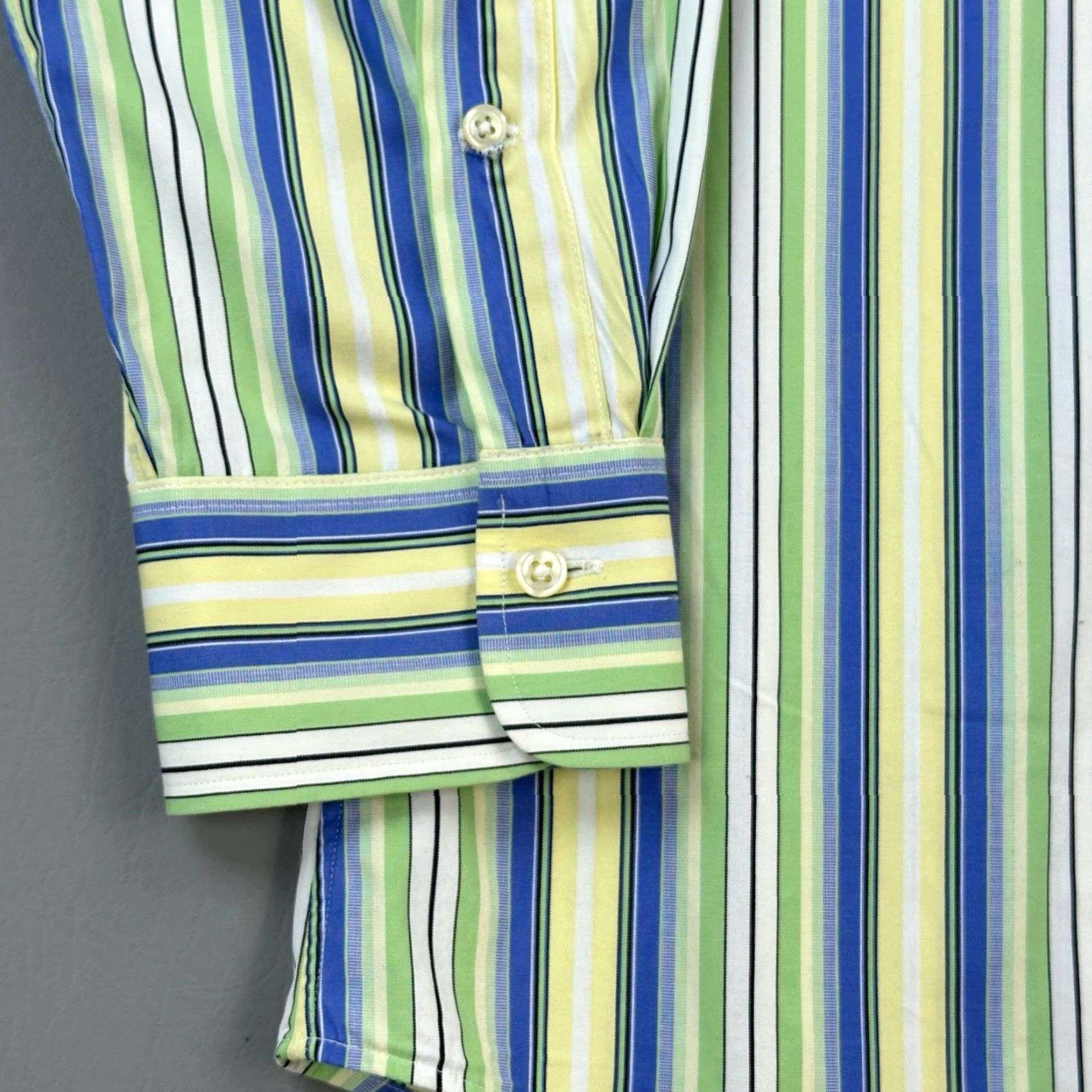 Polo Ralph Lauren VINTAGE Polo Ralph Lauren Shirt Mens L Green Blue Striped Regent Custom Fit Shirt Size US L / EU 52-54 / 3 - 3 Thumbnail