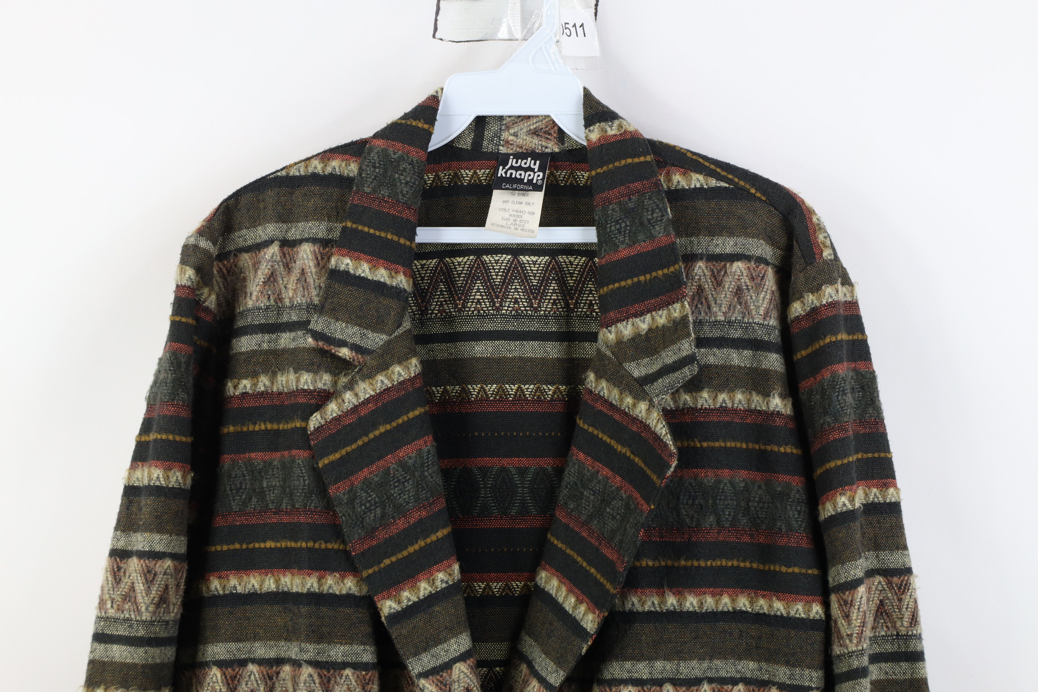 Vintage Vintage 90s Streetwear Tone Knit Suit Coat Blazer Jacket Size L / US 10 / IT 46 - 2 Thumbnail