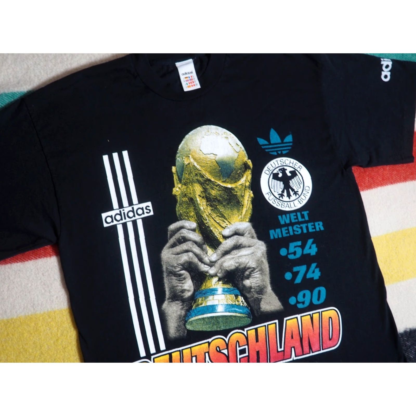 Adidas VINTAGE Adidas Germany National Team FIFA World Cup Champs Black Tee T-Shirt L Mens Size US L / EU 52-54 / 3 - 3 Thumbnail