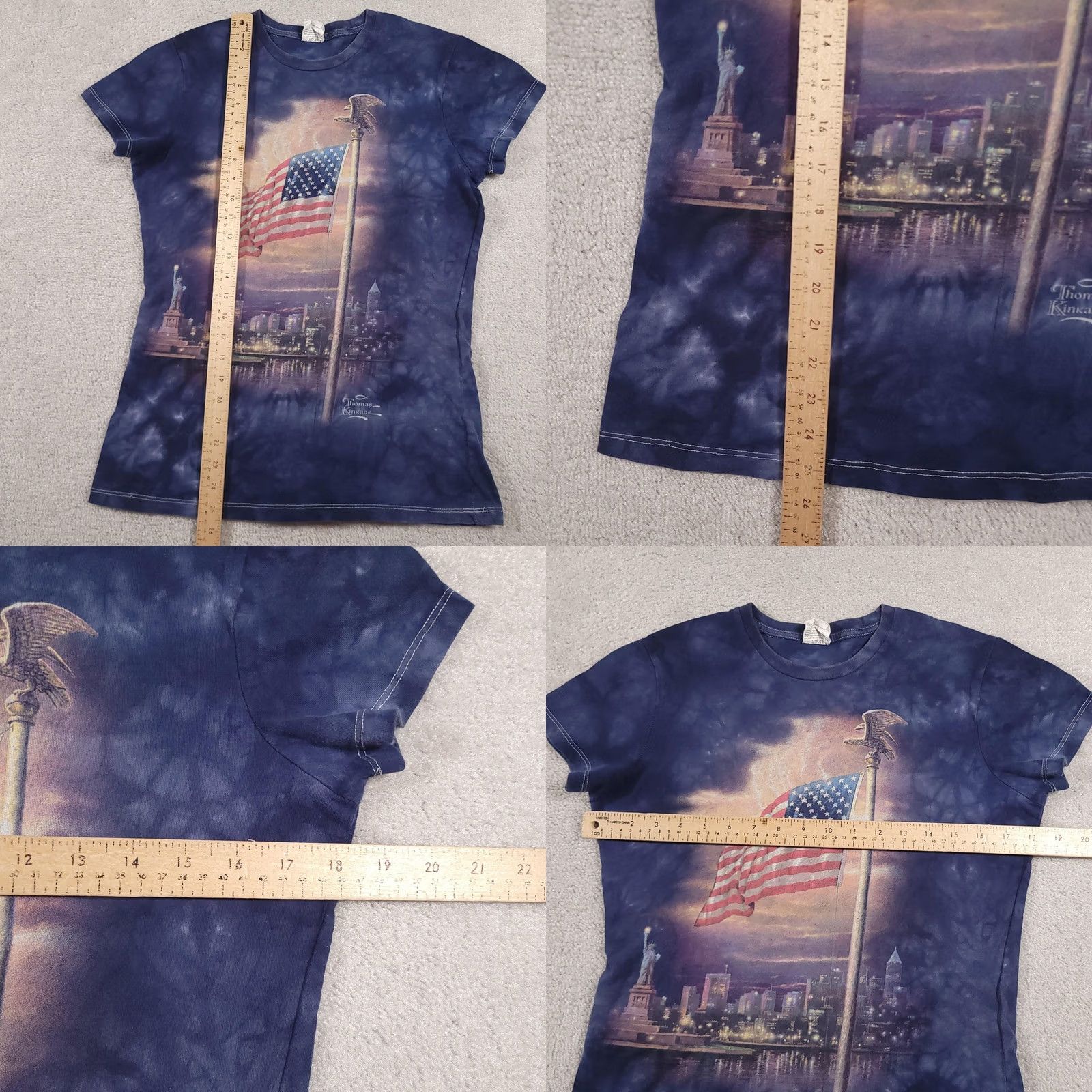 The Mountain VINTAGE? No, not vintage. Thomas Kinkade Shirt Womens Medium Blue American Flag Statue of Liberty Skyline Tee Size M / US 6-8 / IT 42-44 - 8 Thumbnail