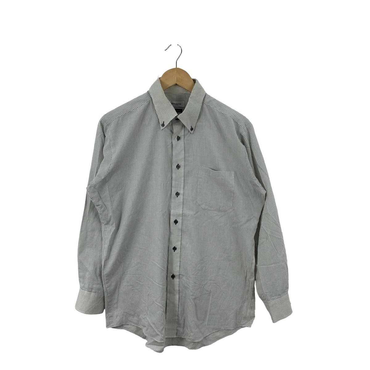 Vintage Vintage Minimal Micro Check Button Down Shirt Grid Pattern Size US L / EU 52-54 / 3 - 3 Thumbnail