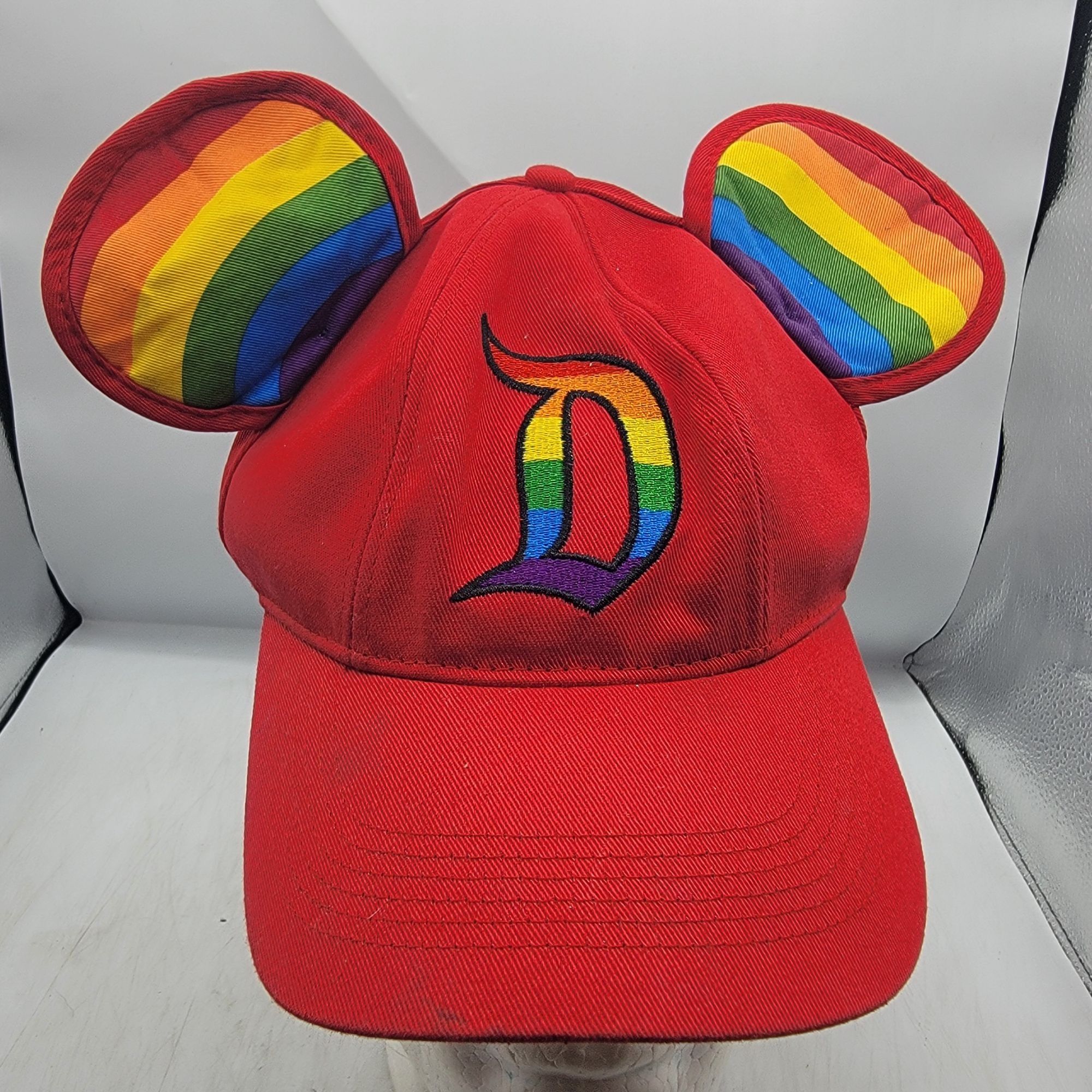 Disney Disneyland Red Pride Mickey Ears Adults Hat Cap Casual Outdo Size ONE SIZE - 1 Thumbnail