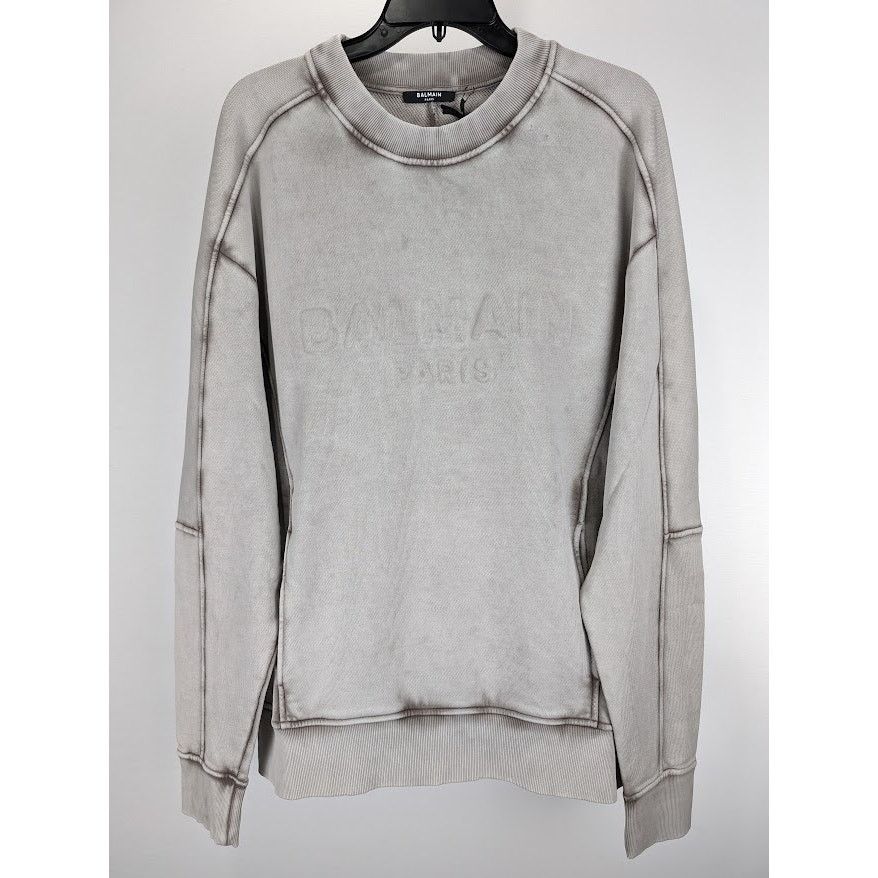 Balmain o1rshd1 Q:2 / Washed Sweatshirt in Grey Size US S / EU 44-46 / 1 - 2 Thumbnail