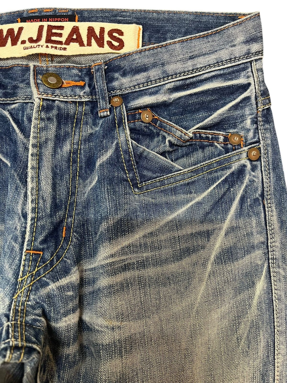 Japan Blue × Le Grande Bleu (L.G.B.) Vintage Blue Way Whiskers Grunge Faded Denim Size US 30 / EU 46 - 7 Thumbnail
