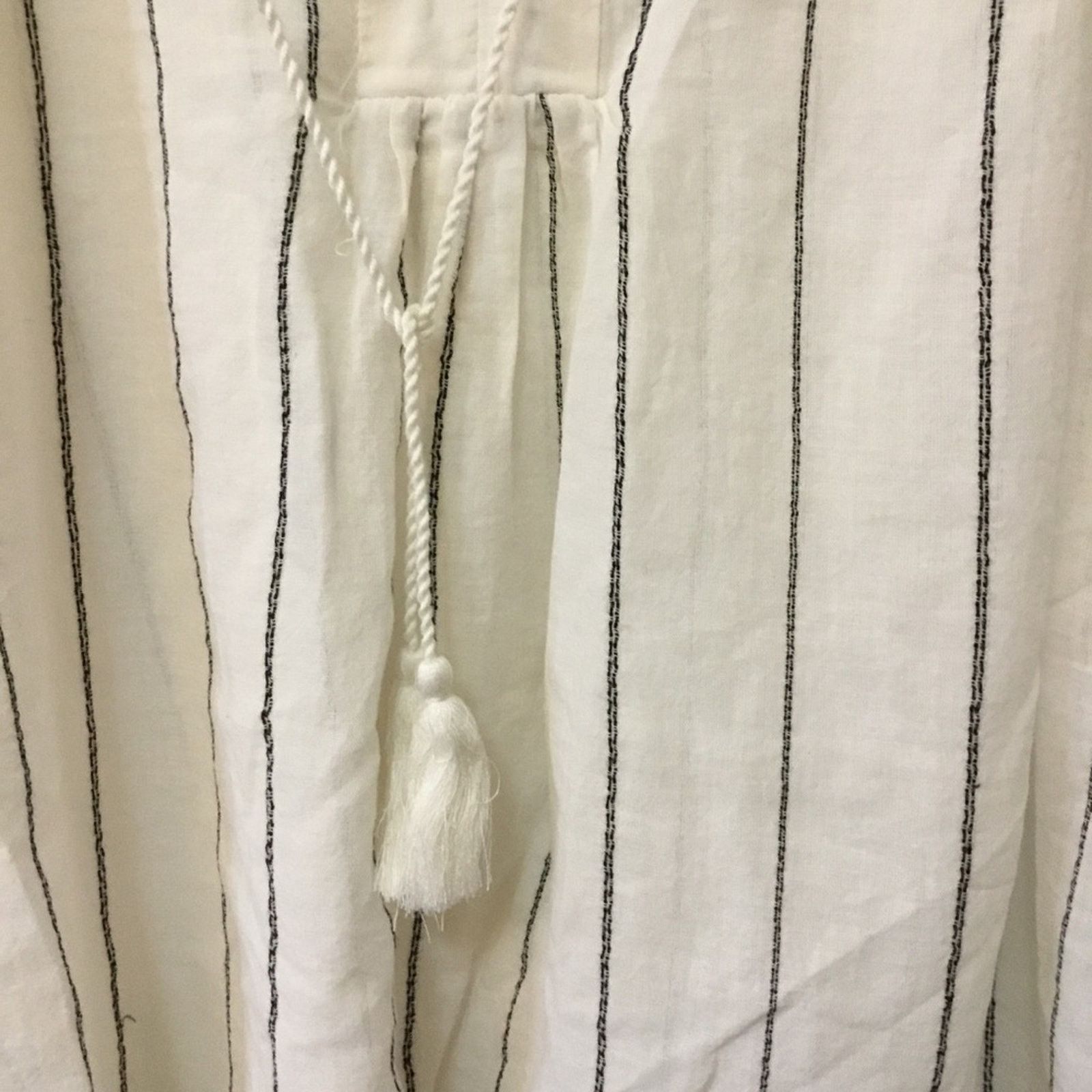 Joie Joie White and Black Striped Peasant Tassel Top Size M / US 6-8 / IT 42-44 - 5 Thumbnail