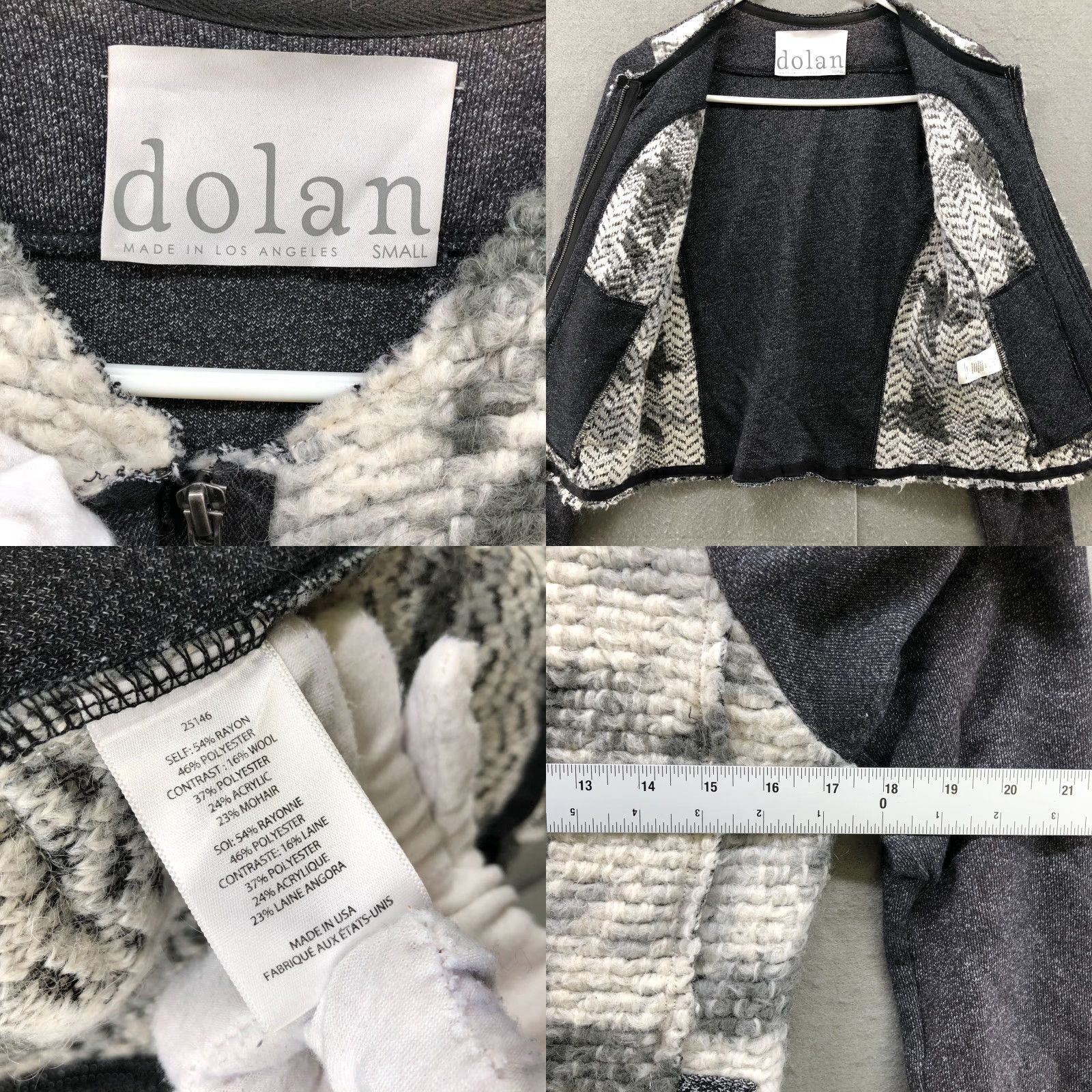 Anthropologie Anthropologie Dolan Tweed Jacket Womens S Zip Up Gray Plaid Wool Blend Modern Wool Mohair Lining Wool Outer Shell Casual Workwear Fall Winter Shirts? Size S / US 4 / IT 40 - 8 Thumbnail