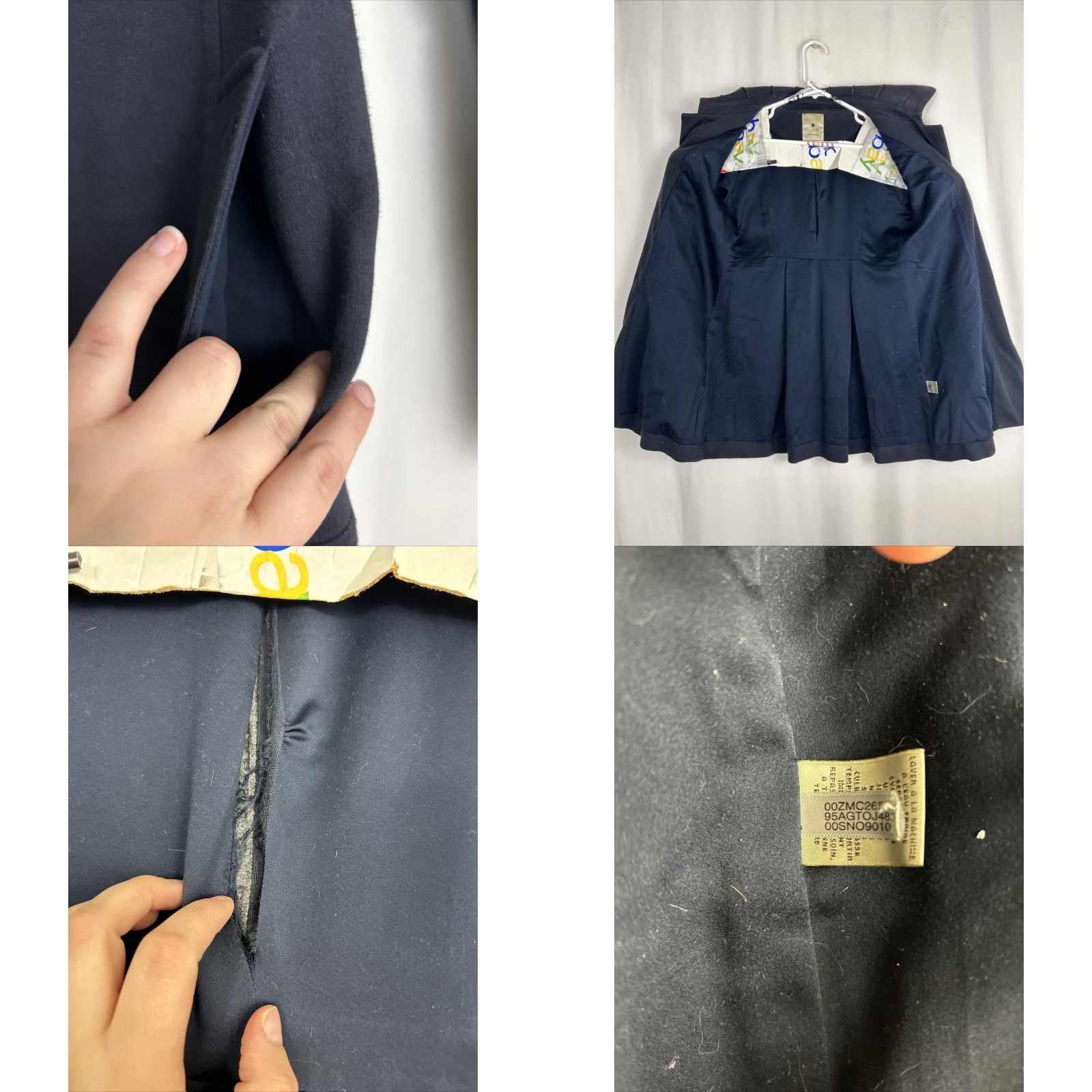 Anthropologie VINTAGE Elevenses Navy Pea Coat Coat Women 6 Cotton Wool Blend Double Clasp Hidden Button Blue 90s Mens? Size M / US 6-8 / IT 42-44 - 8 Thumbnail