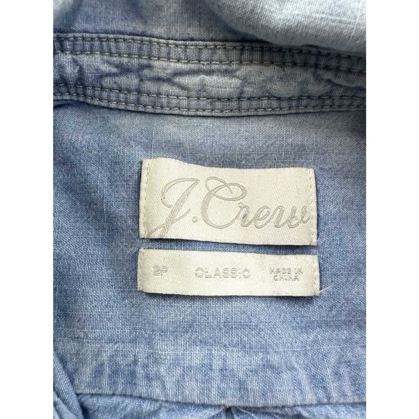 J.Crew J.Crew Shirt Womens 2P Petite Blue Chambray Button Up Size XS / US 0-2 / IT 36-38 - 3 Thumbnail
