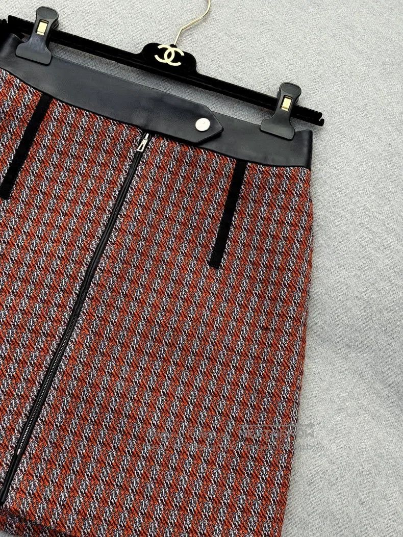 Hermes Hermes 19 Fall/Winter Orange and Grey Plaid Soft Wool Skir Size 24" / US 00 / IT 34 - 4 Thumbnail
