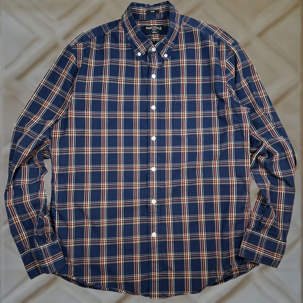 J.Crew J. Crew Mercantile Mens L Flex Shirt Plaid Button Down Long Sleeve Slim Fit Blue Size US L / EU 52-54 / 3 - 1 Thumbnail