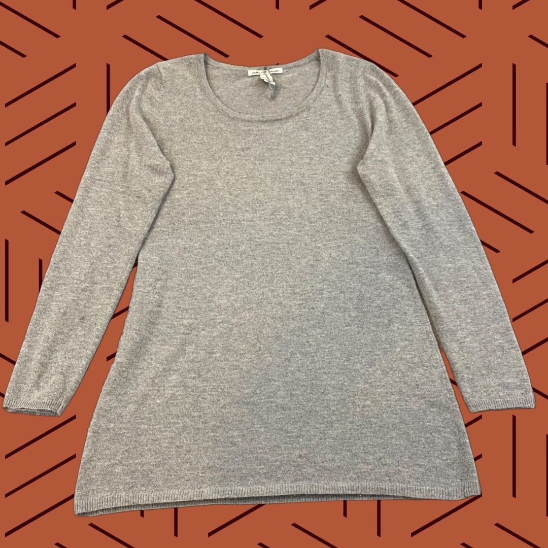 Vintage Marina Luna Sweater Women Large Gray Angora Wool Blend Knit Pullover Crew Neck Long Sleeve Womens Size L / US 10 / IT 46 - 1 Thumbnail