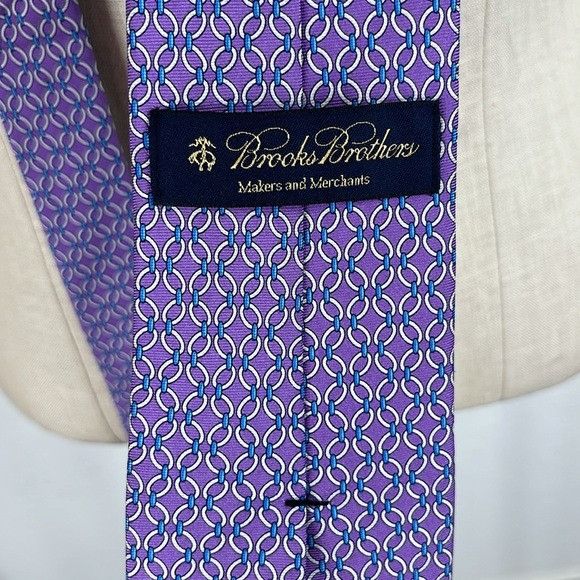 Brooks Brothers Brooks Brothers Purple Chain Link Bit Silk Tie Size ONE SIZE - 4 Thumbnail