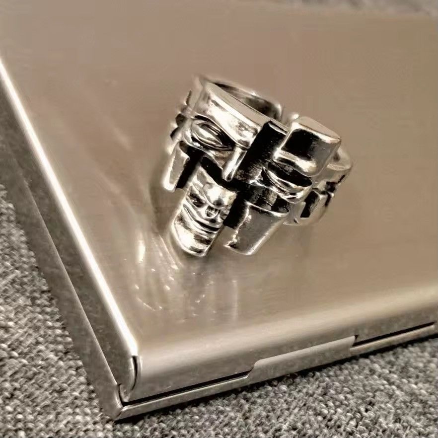 Jewelry Human Face Pattern Adjustable Ring Size ONE SIZE - 11 Thumbnail