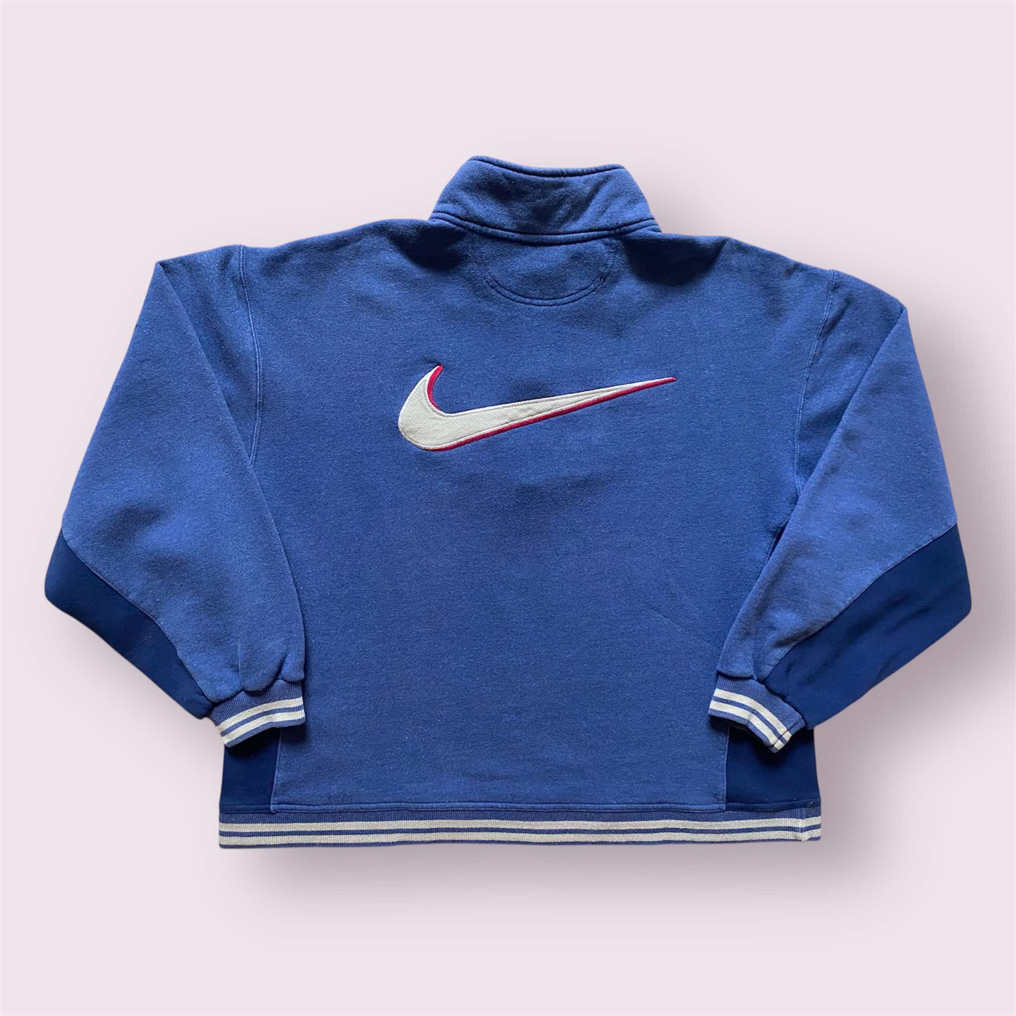 Nike × Vintage RARE Vintage Nike 1/4 Zip Sweater Big Swoosh Back Logo Size US M / EU 48-50 / 2 - 1 Thumbnail