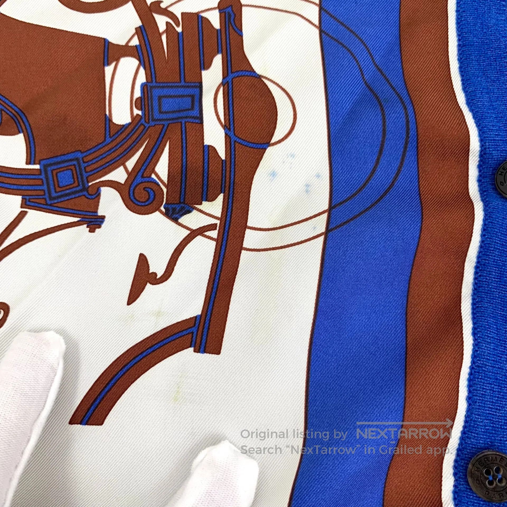 Hermes Hermes Dark Blue Carriage Print Patchwork Cashmere Round N Size XS / US 0-2 / IT 36-38 - 9 Thumbnail