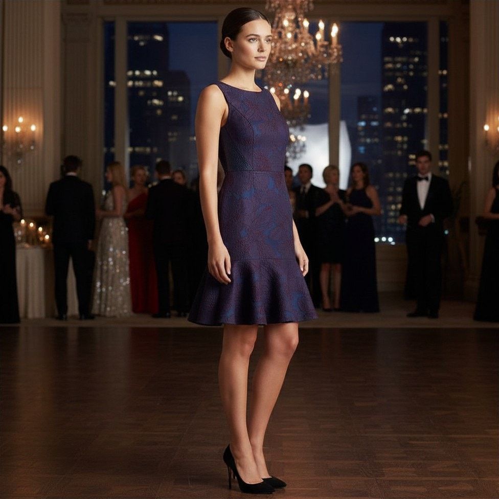 Monique Lhuillier Monique Luillier Navy Printed Sleeveless Mini Dress, S/US4 Size S / US 4 / IT 40 - 2 Thumbnail