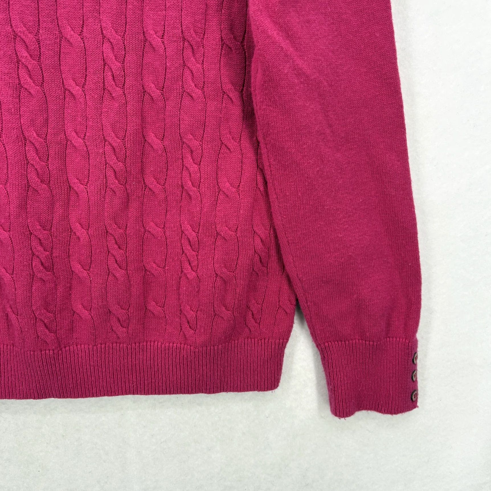 Talbots Talbots Sweater Womens XL Pink Cable Knit Lambswool Blend Button Cuff Pullover Size XL / US 12-14 / IT 48-50 - 3 Thumbnail
