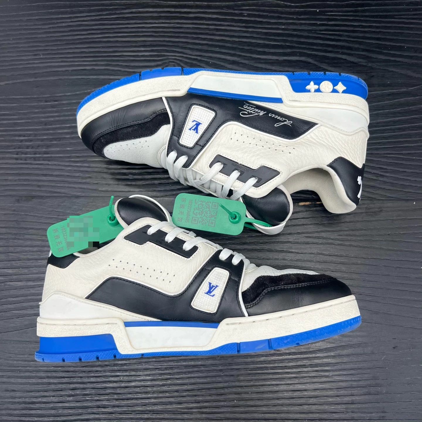 Louis Vuitton LV Trainer New White Blue 5.5 (39.5) Size US 6.5 / EU 39-40 - 3 Thumbnail