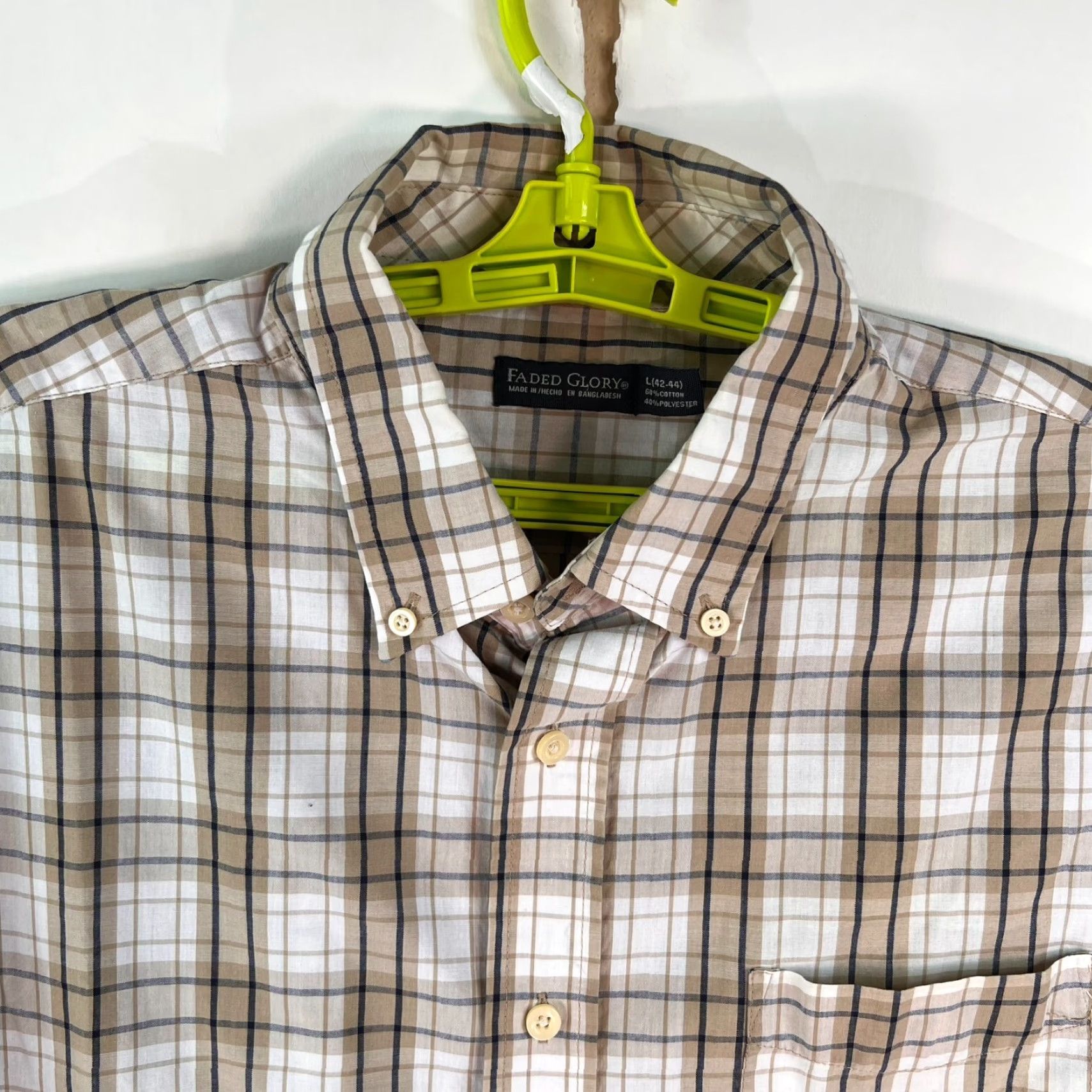 Faded Glory Faded Glory Plaid Button Down Shirt Mens Size M Tan Casual Size US M / EU 48-50 / 2 - 2 Thumbnail