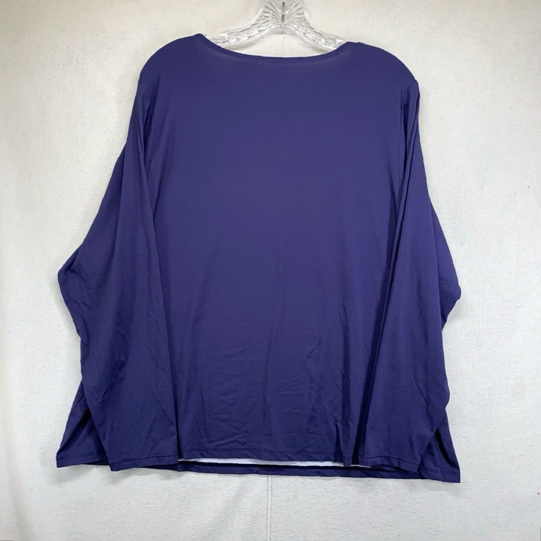 Lands' End VINTAGE Lands' End Women's Blouse 2X Plus Size Long Sleeve Floral Print Lightweight Stretchy Blue Casual Size XXL / US 16-18 / IT 52-54 - 3 Thumbnail