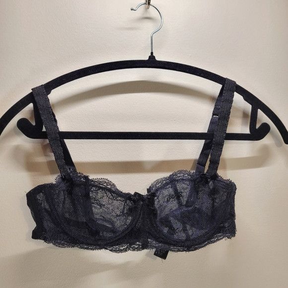 Chantal Thomass Chantal Thomass navy blue metallic lace underwired bra -32C Size ONE SIZE - 1 Thumbnail