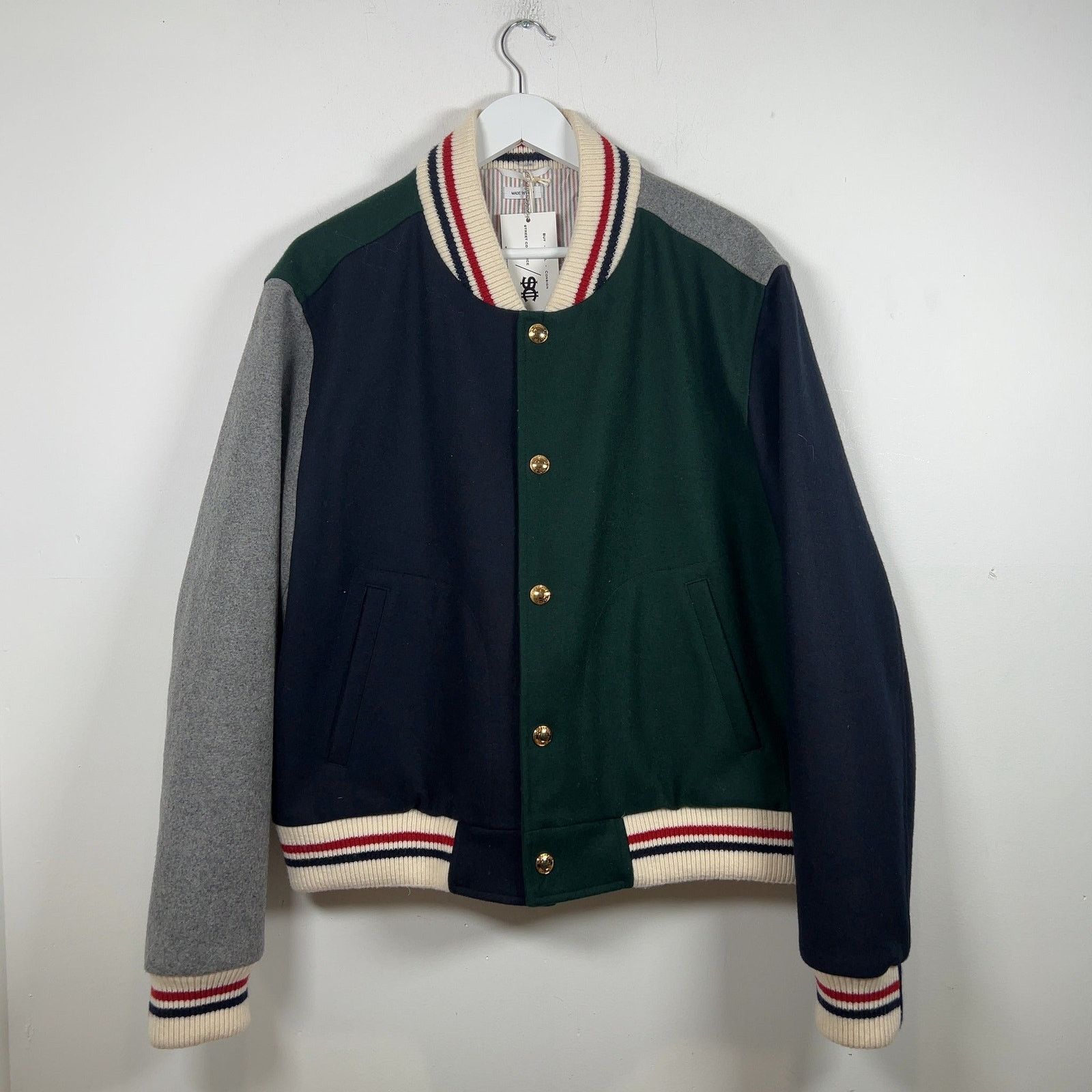 Thom Browne Thom Browne Color Block Wool Varsity Jacket Size US XL / EU 56 / 4 - 1 Thumbnail