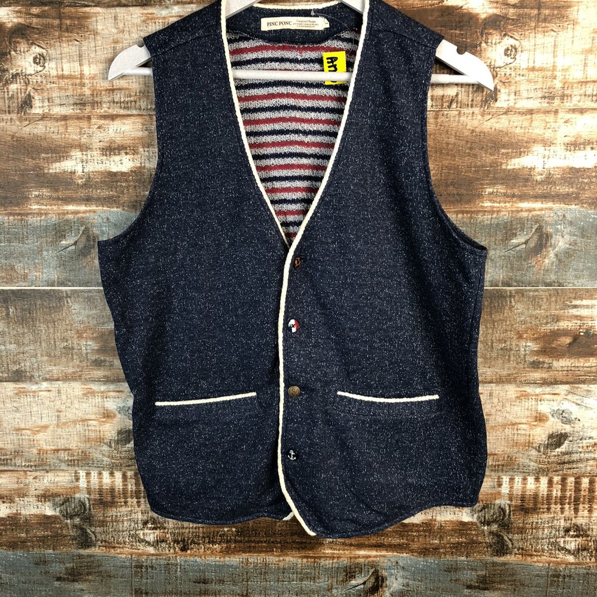 Homespun Knitwear × Japanese Brand × Vintage Pinc Ponc Blue vintage Vest #A1283 Size M / US 6-8 / IT 42-44 - 3 Thumbnail