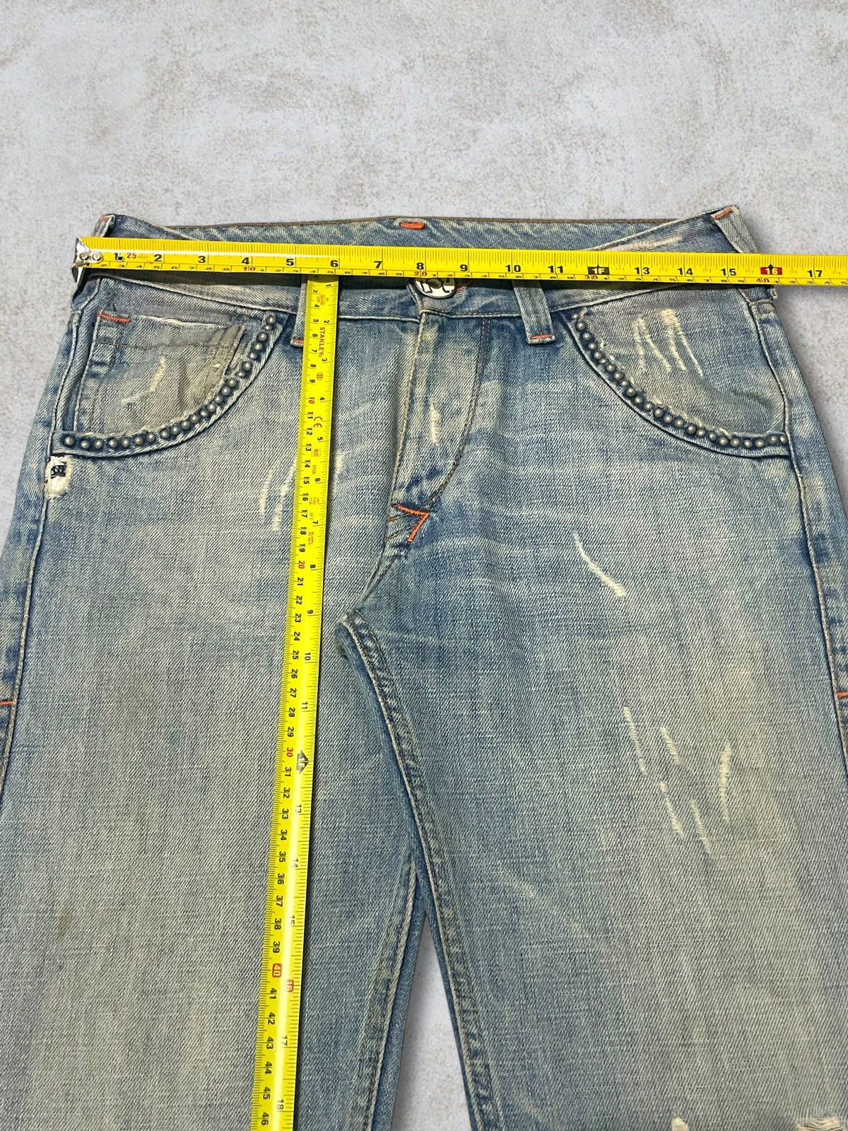 Japanese Brand Vintage Italian CJ Distressed Splatter Piercing Beads Jeans Size US 30 / EU 46 - 18 Thumbnail