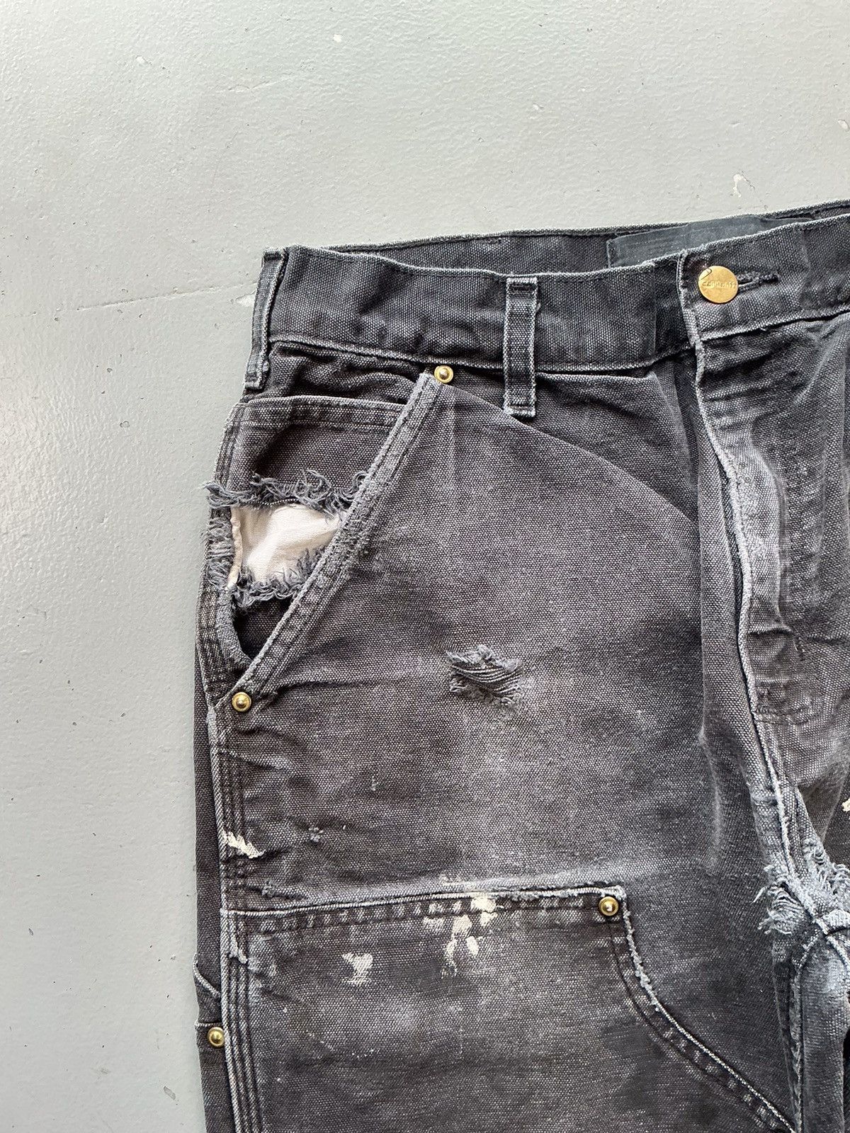 Carhartt × Vintage Vintage Carhartt b01BLK distressed painted double knee denim Size US 32 / EU 48 - 8 Thumbnail
