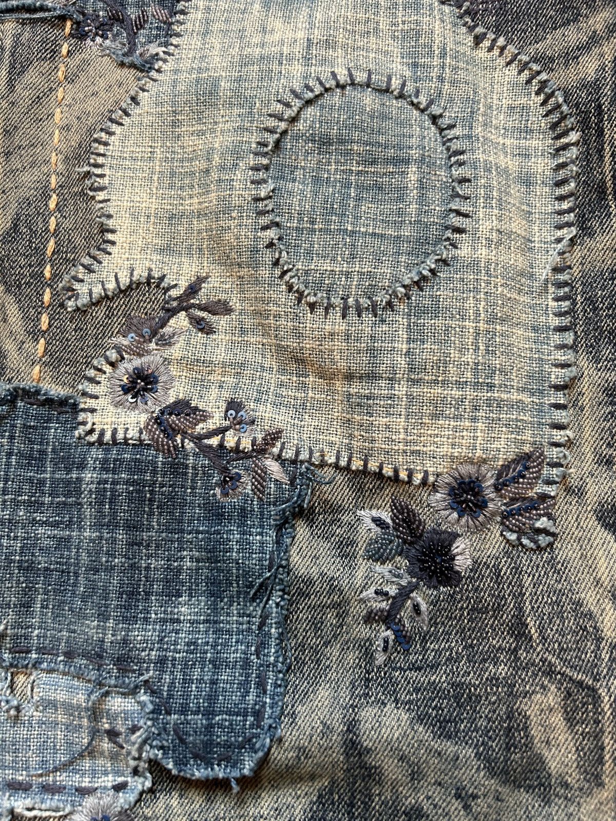 Ralph Lauren Purple Label Runway Tie-Dyed Hand Embroidered and Beaded Boro Jeans Size US 30 / EU 46 - 5 Thumbnail