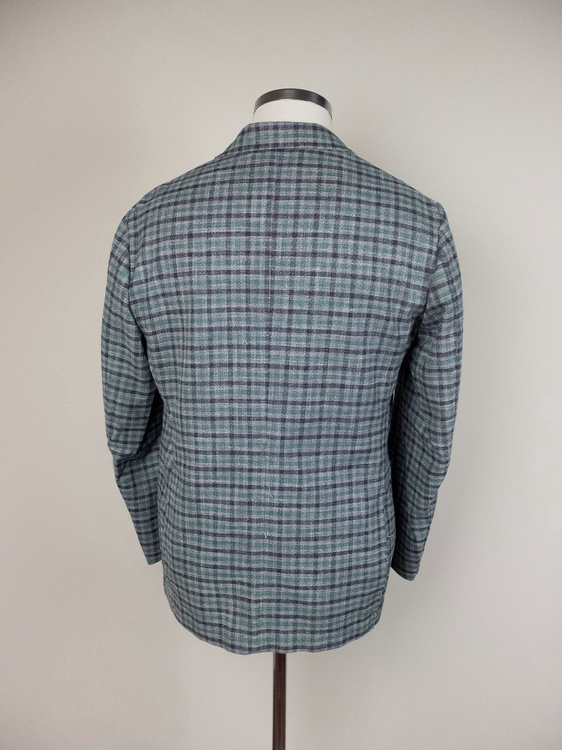 SARTORIO SARTORIO Napoli Kiton green gray plaid wool silk sportcoat Size 42R - 3 Thumbnail