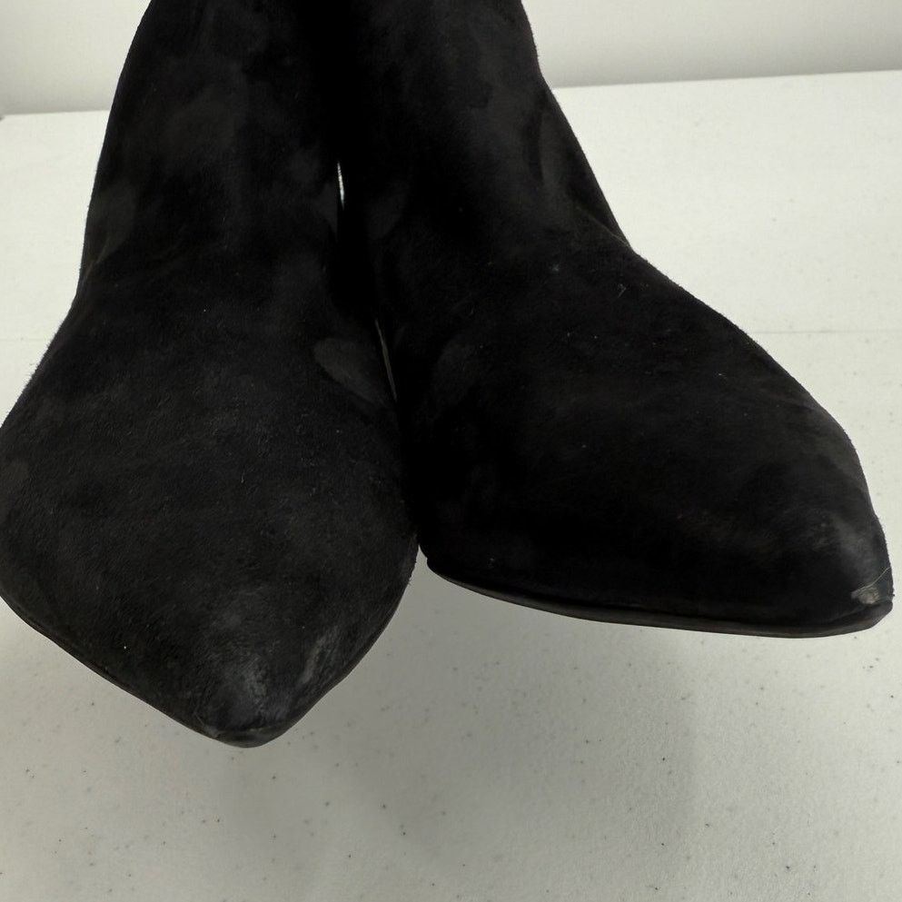 AGL AGL Mimma Black Pointed Toe Block Heel Suede Leather Bootie Size US 7.5 / IT 37.5 - 7 Thumbnail