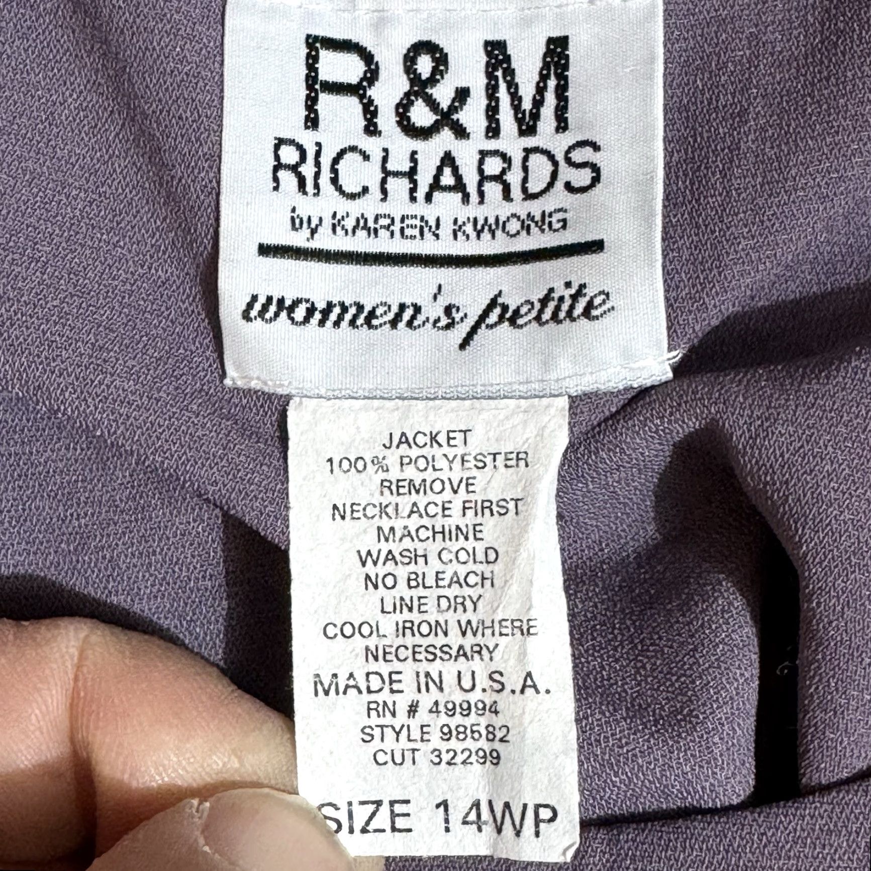 Vintage VINTAGE 90s R&M Richards Top Womens 14WP Floral Evening Wear Romantic Chic Shirt Womens 14WP Purple Floral 3/4 Sleeve Square Neck Pullover Size XL / US 12-14 / IT 48-50 - 5 Thumbnail
